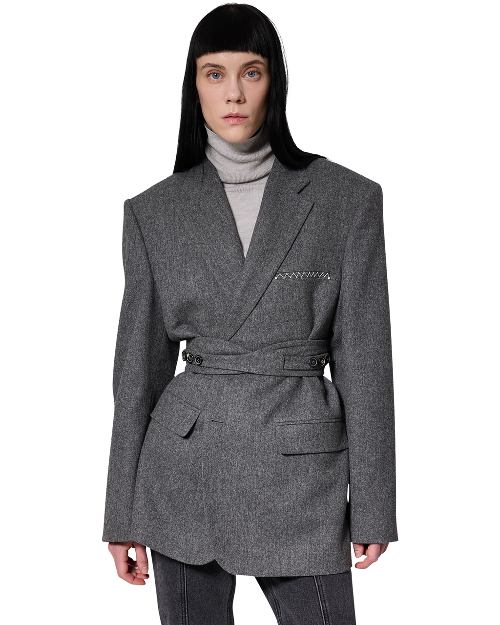 Kimhe Kim - Daniel Jacket With Belt (Grey) product image 6 | TRAB K-Fashion Australia