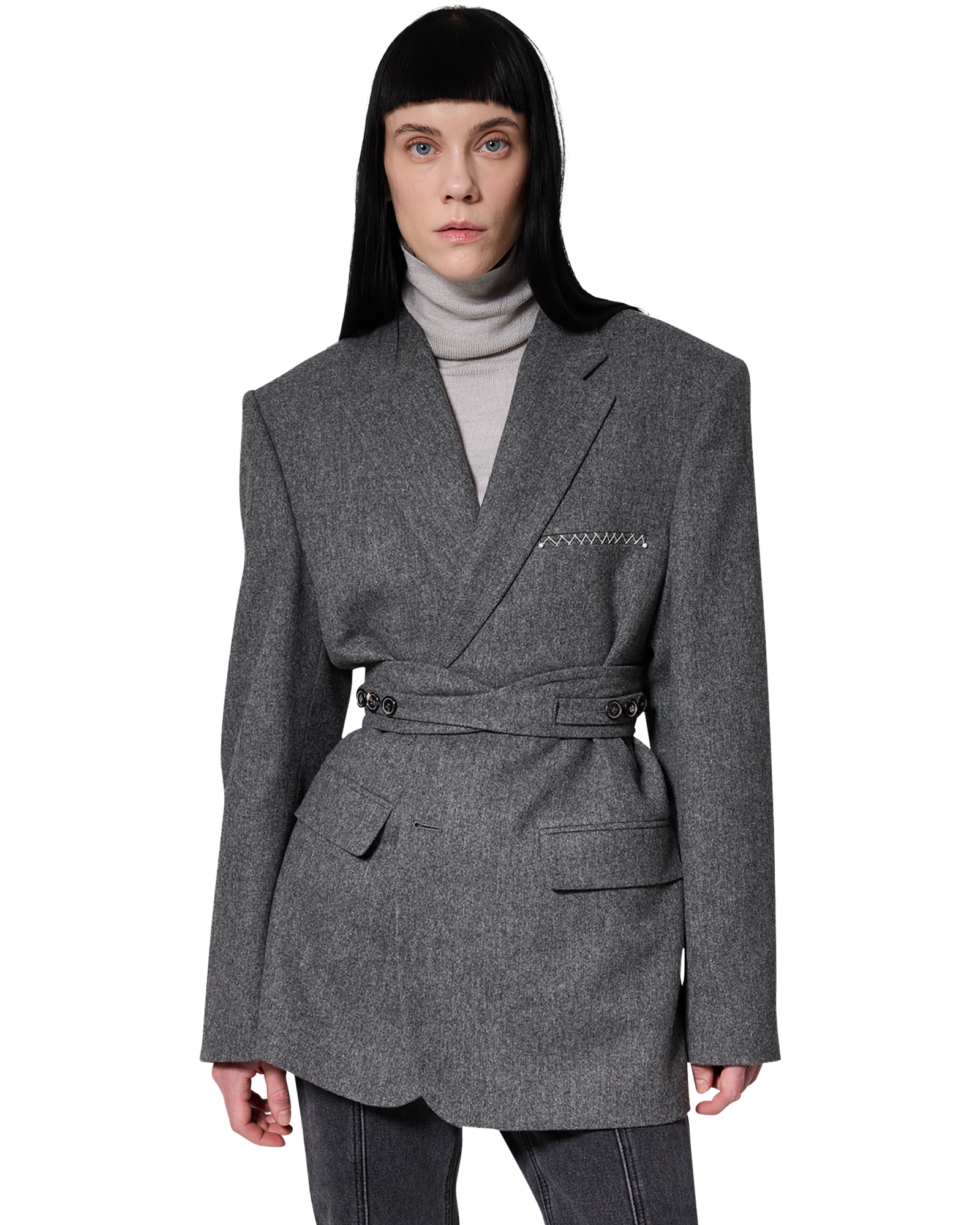 Kimhe Kim - Daniel Jacket With Belt (Grey) product image 6 | TRAB K-Fashion Australia