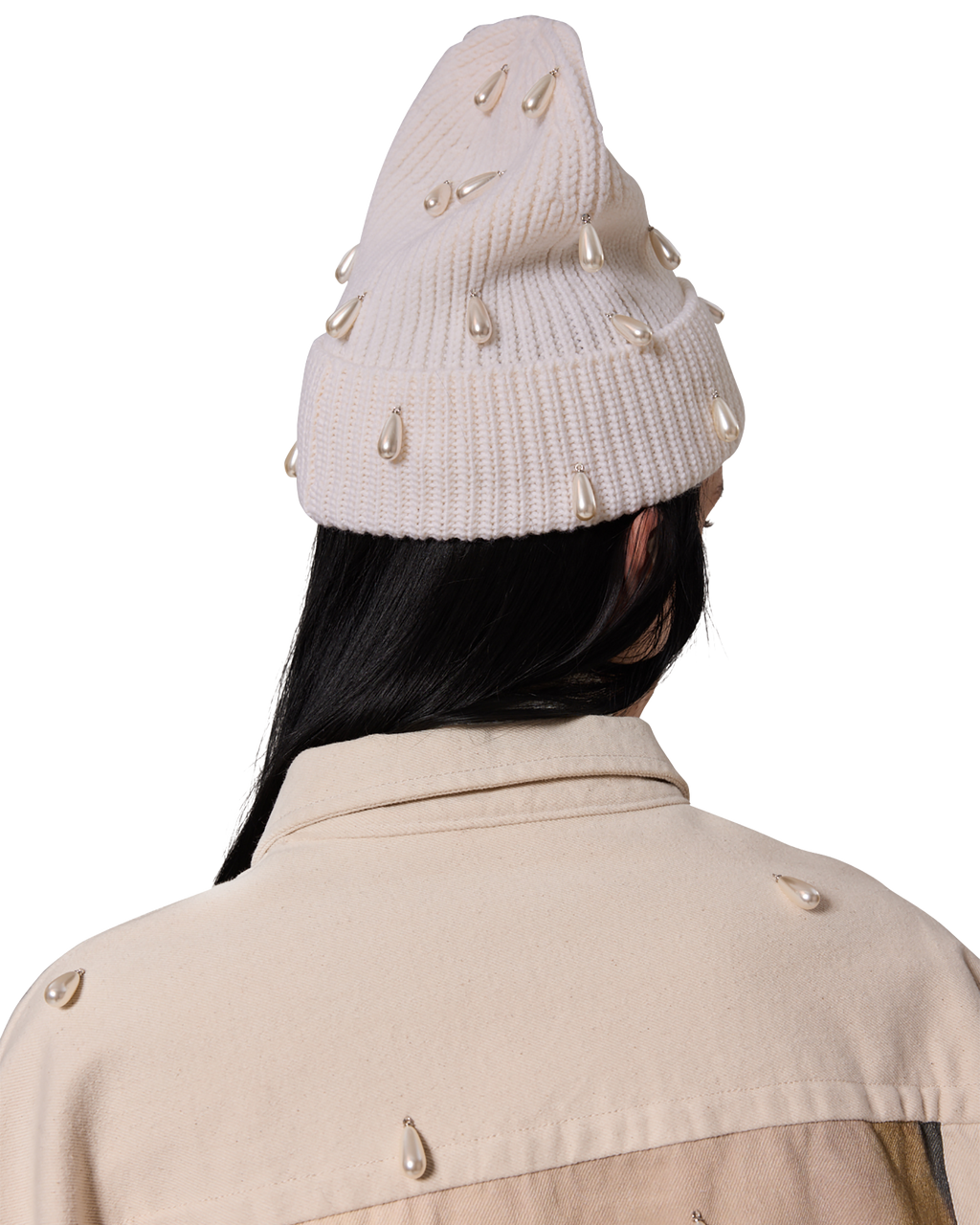 Kimhe Kim - Pearl Embellished Beanie (White) product image 6 | TRAB K-Fashion Australia