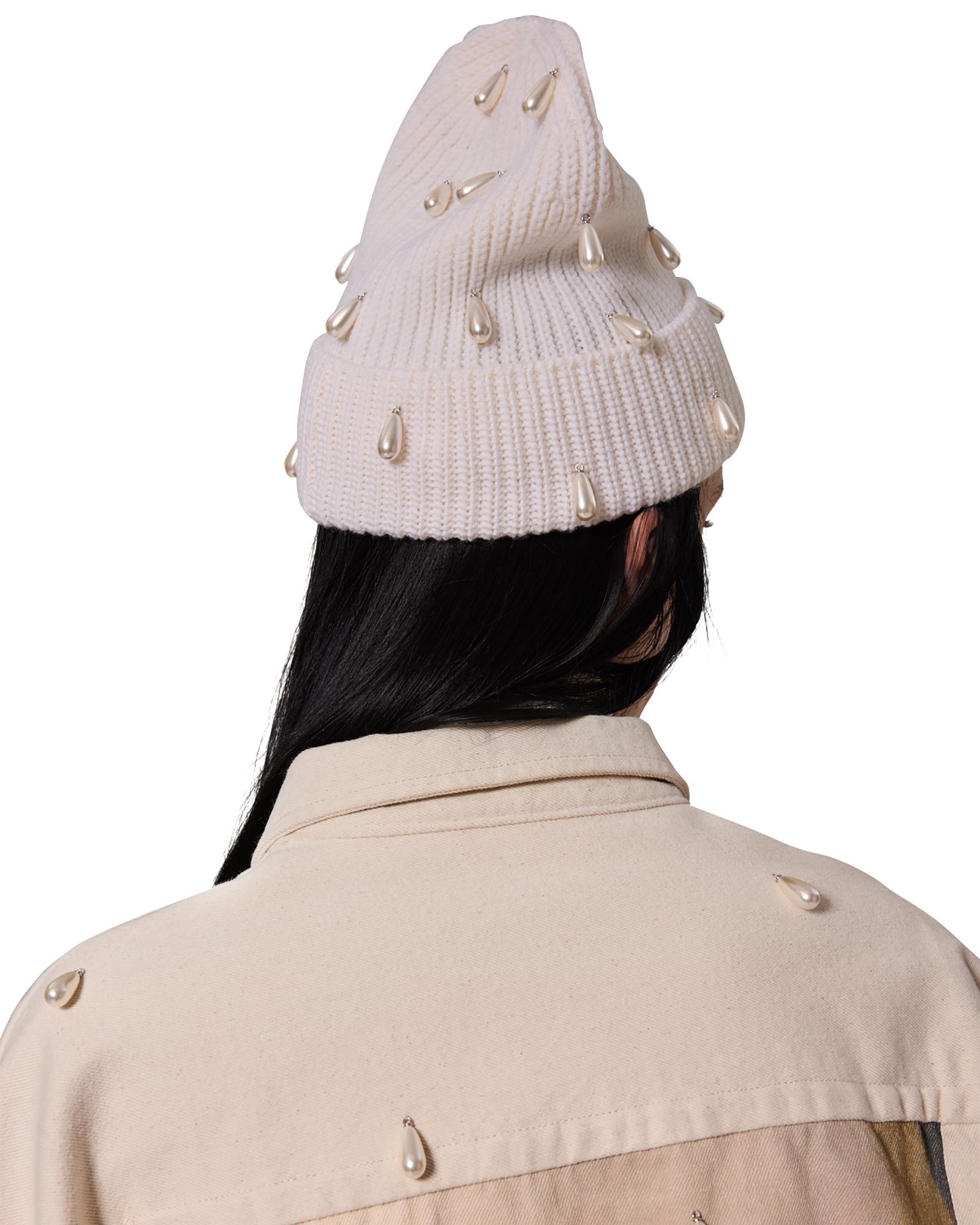 Kimhe Kim - Pearl Embellished Beanie (White) product image 6 | TRAB K-Fashion Australia
