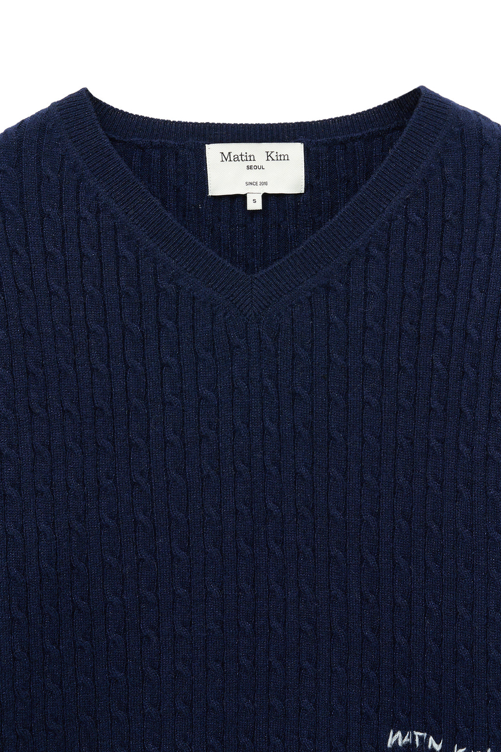 Matin Kim - Shiny Cable Pullover (Navy) product image 3 | TRAB K-Fashion Australia