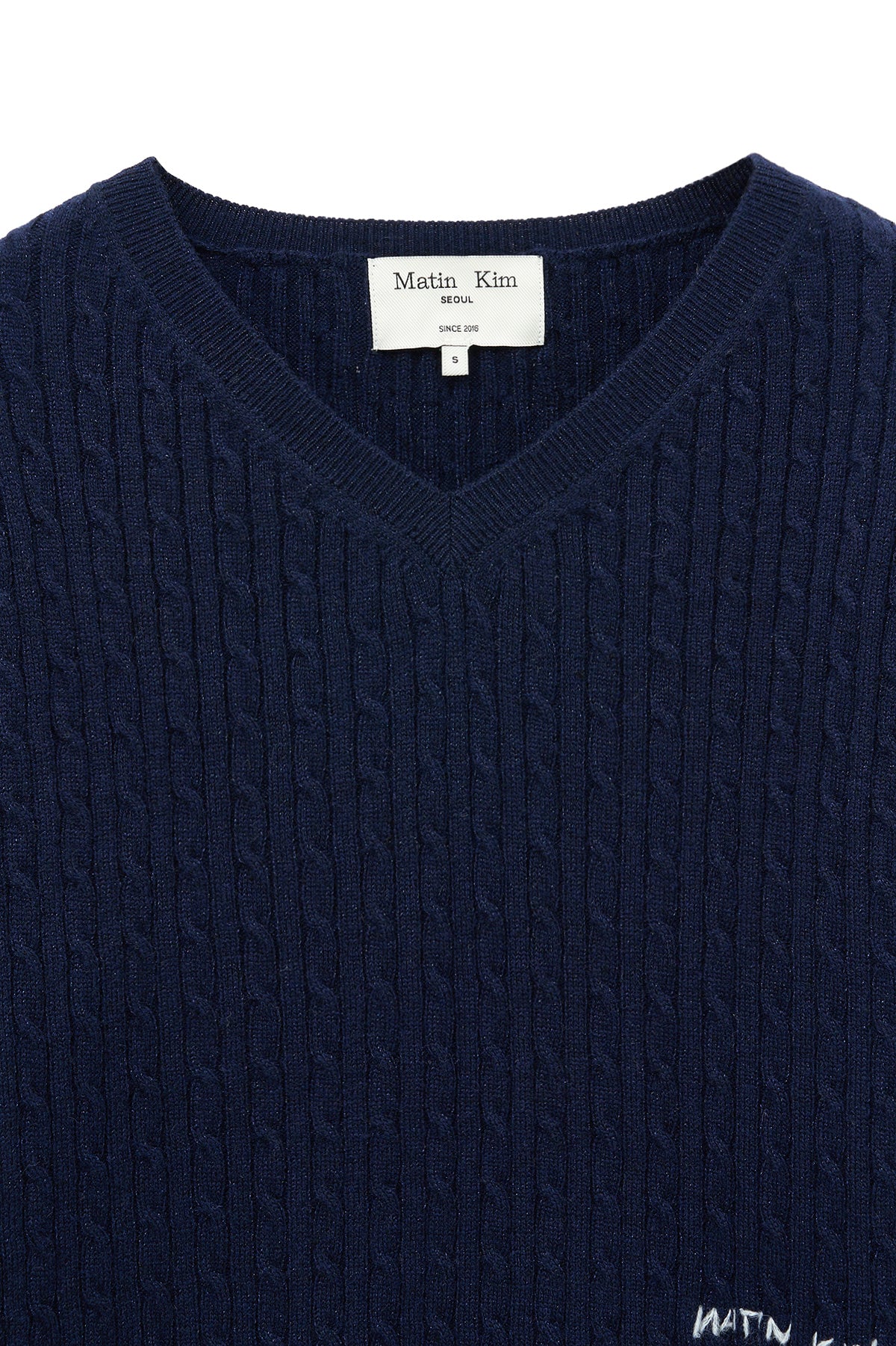 Matin Kim - Shiny Cable Pullover (Navy) product image 3 | TRAB K-Fashion Australia