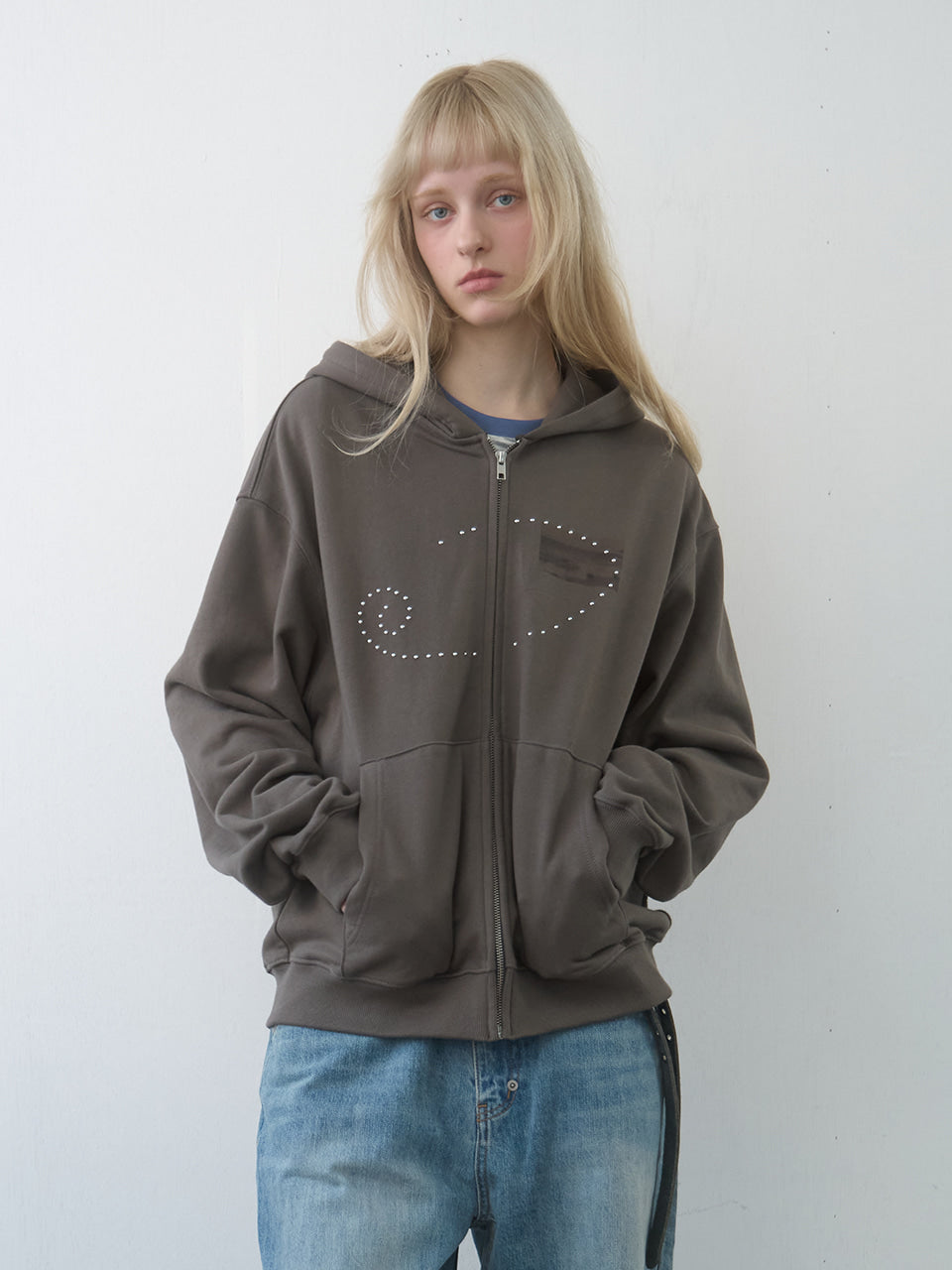 Kijun - Dusty Zip-Up Hoodie (Charcoal) product image 1 | TRAB K-Fashion Australia