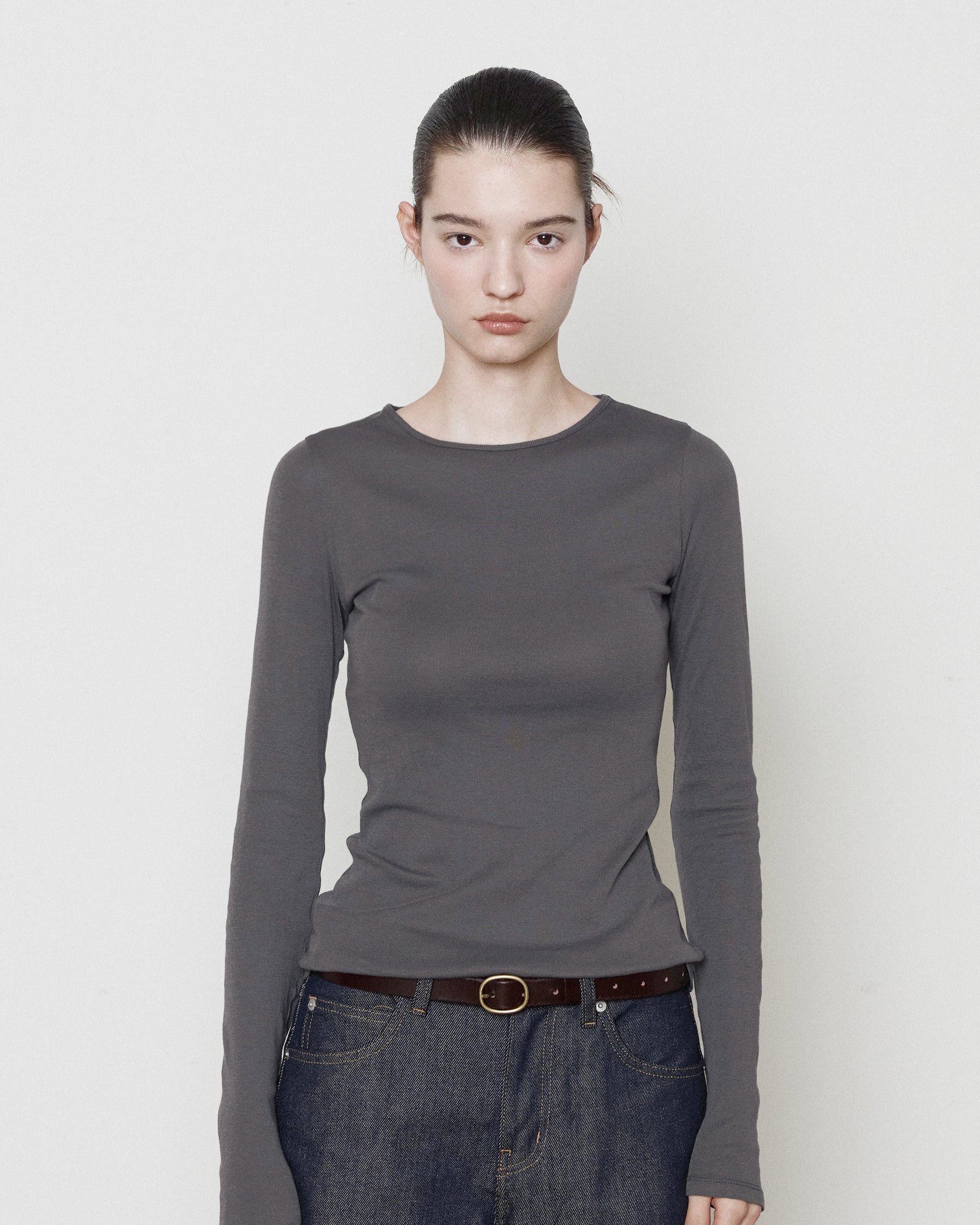 Brownyard - Ribbed Long Sleeve (Dark Grey) product image 1 | TRAB K-Fashion Australia