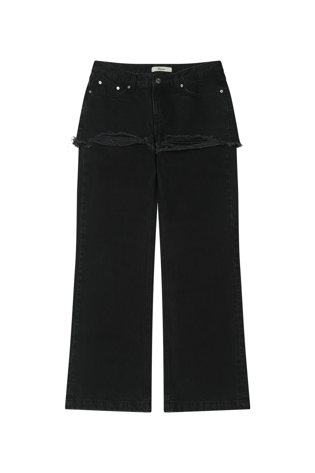 Deinet - Layered Semi Bootscut Denim Pants (Black) product image 9 | TRAB K-Fashion Australia