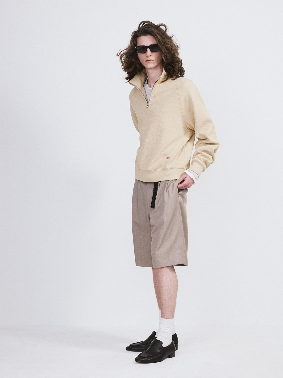 Recto - Rc Logo Half-Zip Sweatshirt (Beige) product image 2 | TRAB K-Fashion Australia