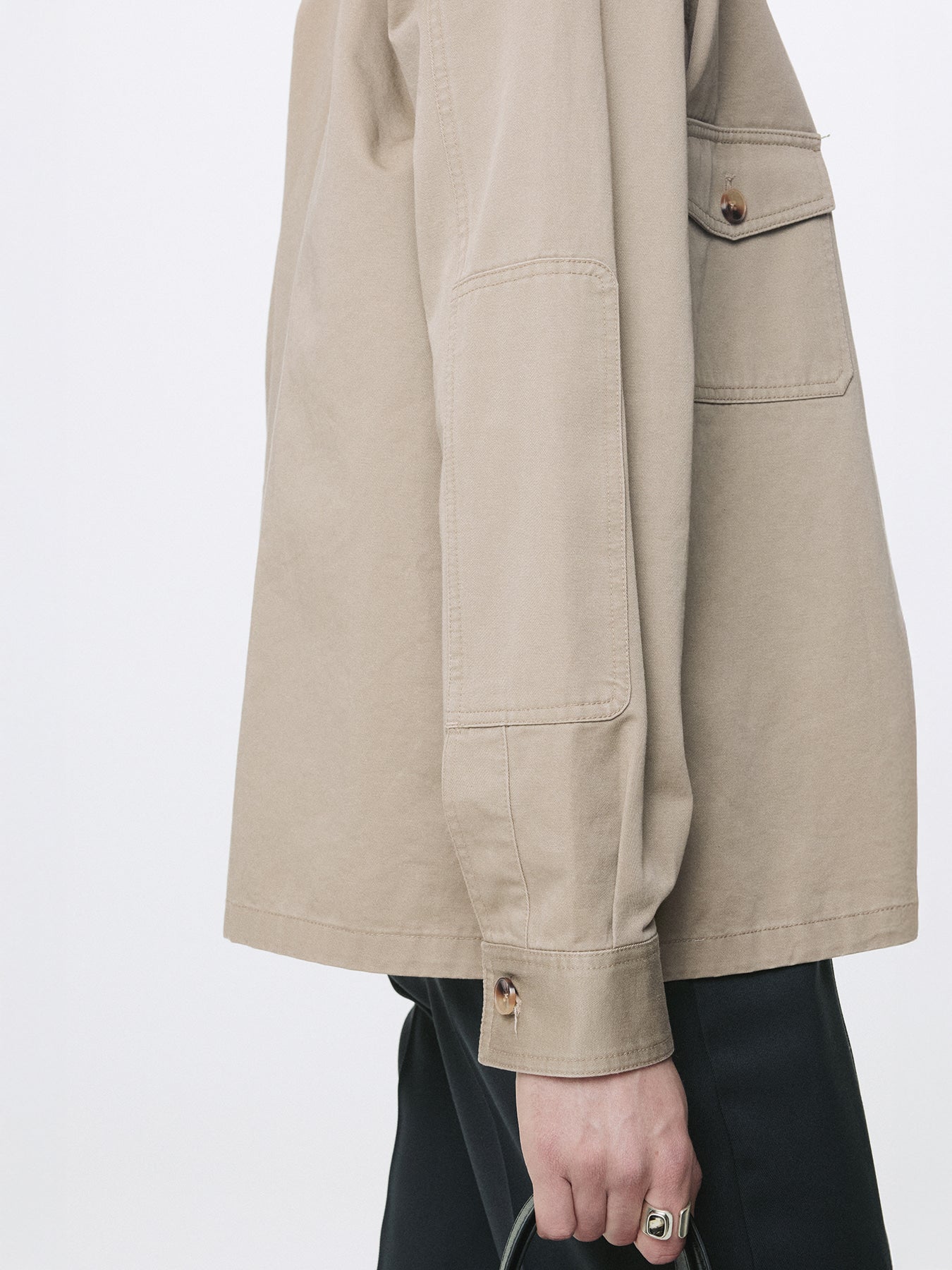 Tonywack - Washed Cotton Twill Overshirt (Beige) product image 8 | TRAB K-Fashion Australia