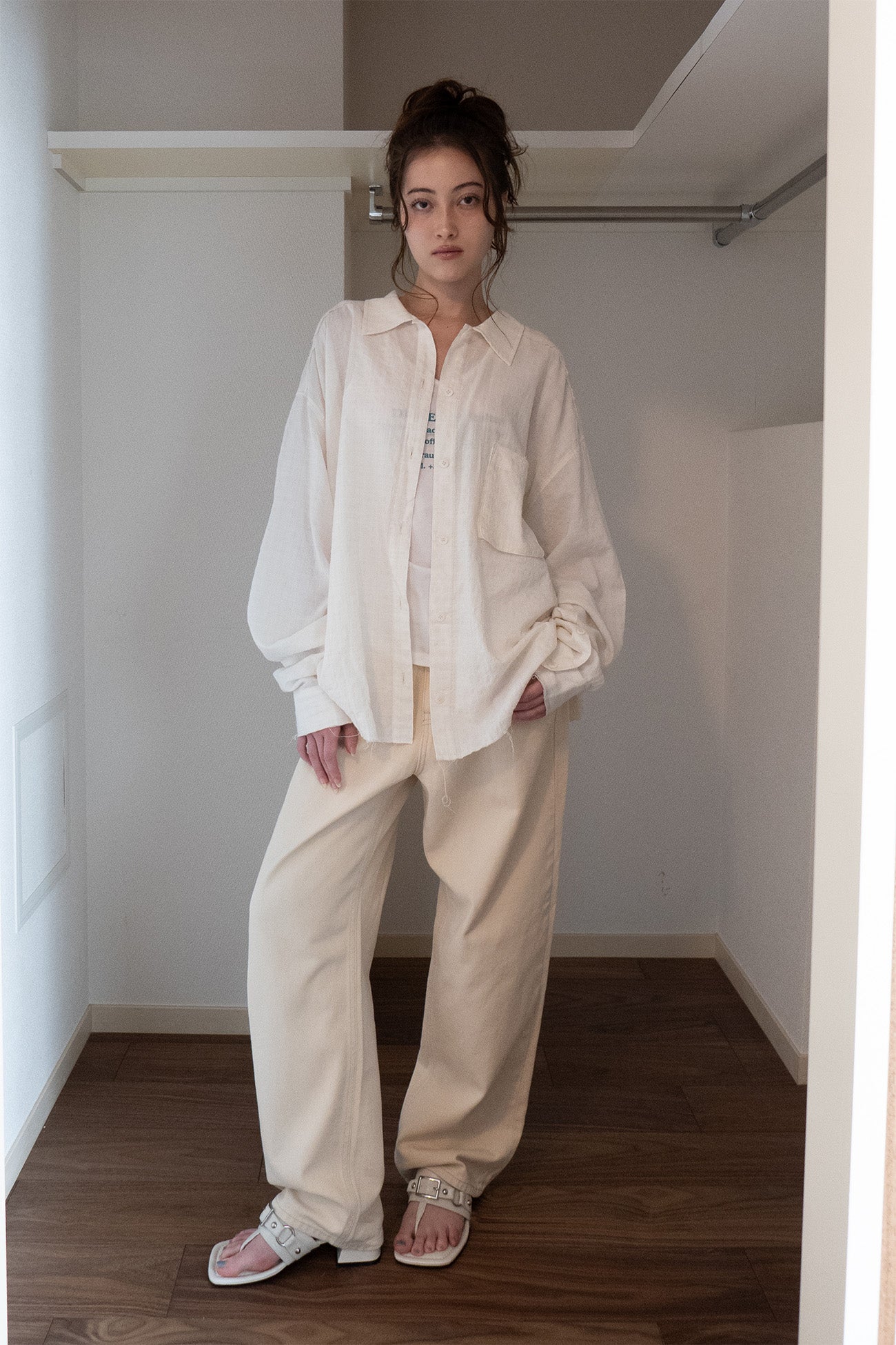 Deinet - Checked Sheersucker Shirt (Ivory) product image 4 | TRAB K-Fashion Australia