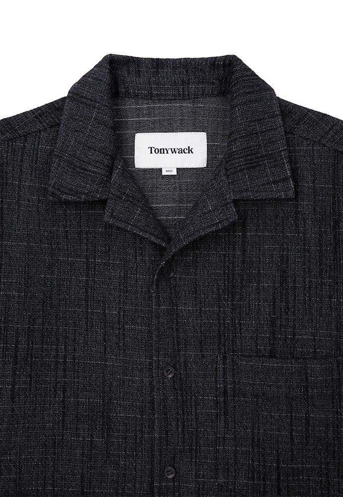Tonywack - Washed Slub Denim Half Sleeve Shirt (Faded Black) product image 7 | TRAB K-Fashion Australia