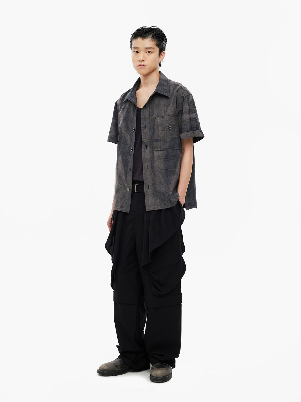 Jiyong Kim - Sun-Bleached Work Shirt (Black) product image 1 | TRAB K-Fashion Australia