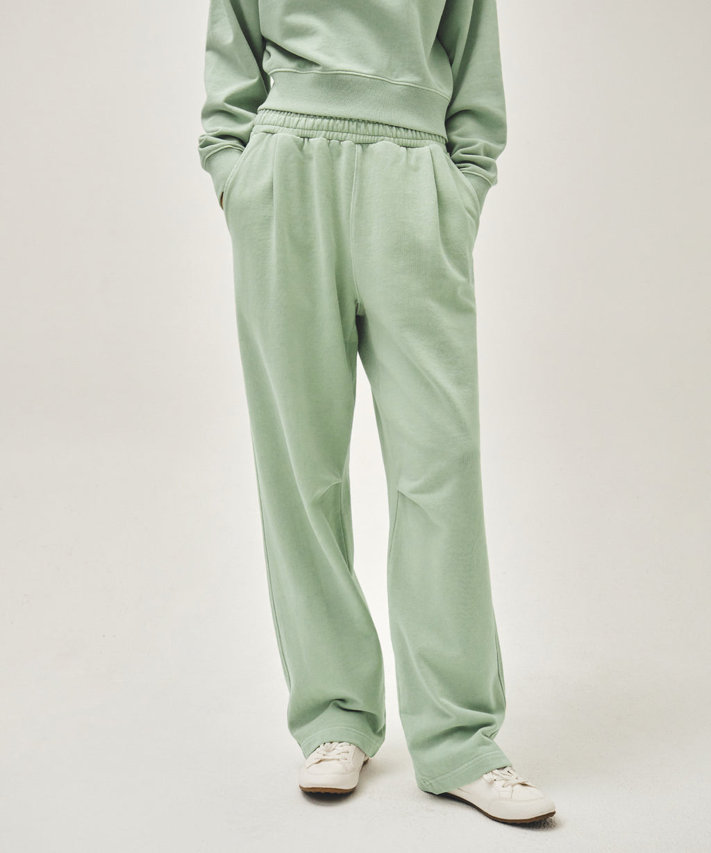 Marithe & Francois Girbaud - Outline Classic Logo Dyeing Tuck Wide Sweat Pants (Mint) product image 1 | TRAB K-Fashion Australia