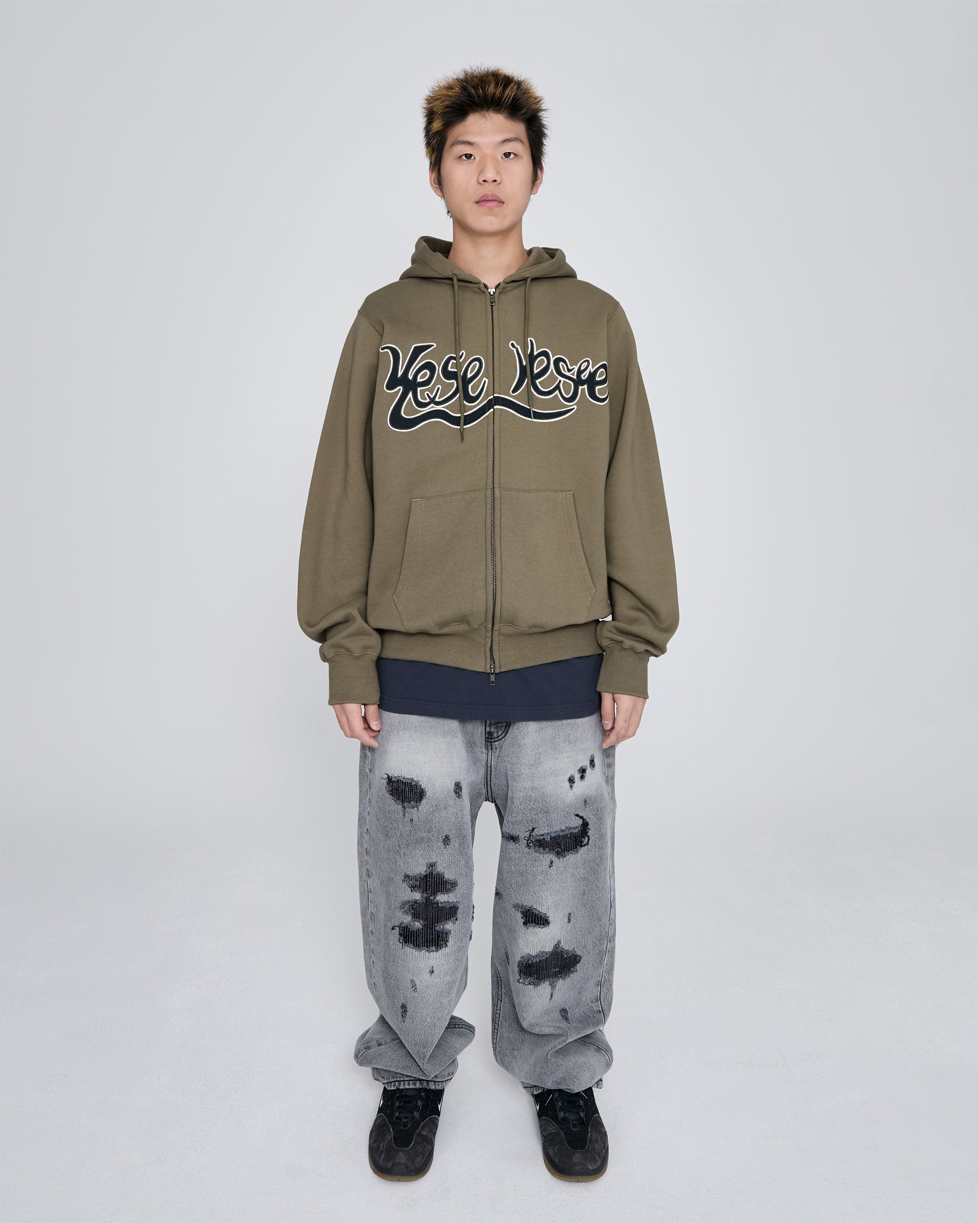 yeseyesee - Y.E.S Snail Logo Zip-Up Hoodie (Khaki) product image 7 | TRAB K-Fashion Australia