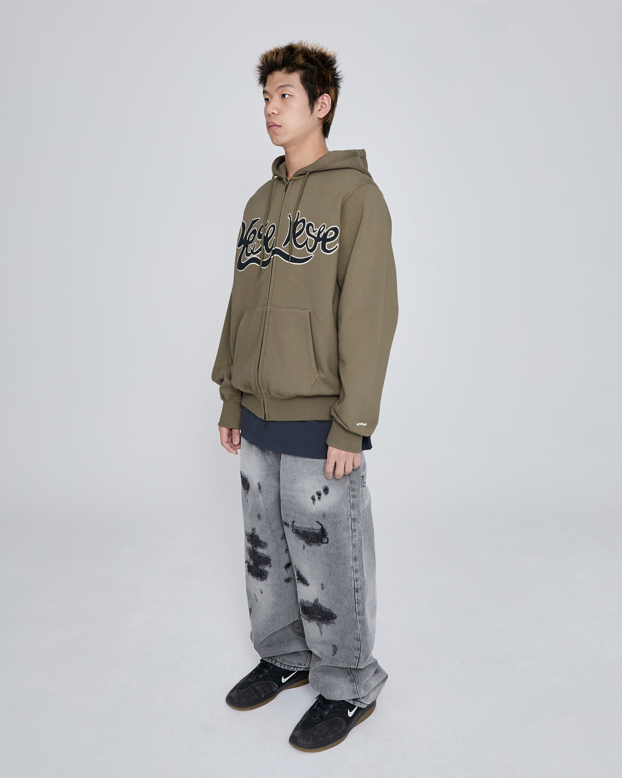 yeseyesee - Y.E.S Snail Logo Zip-Up Hoodie (Khaki) product image 8 | TRAB K-Fashion Australia