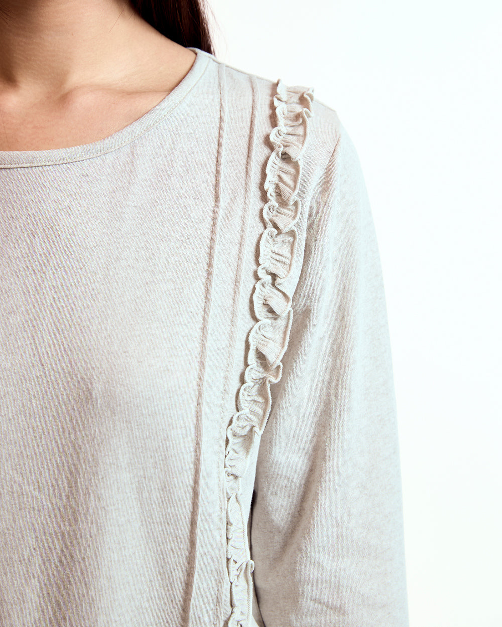 Coyseio - Double Ruffle Long Sleeve (Oatmeal) product image 7 | TRAB K-Fashion Australia