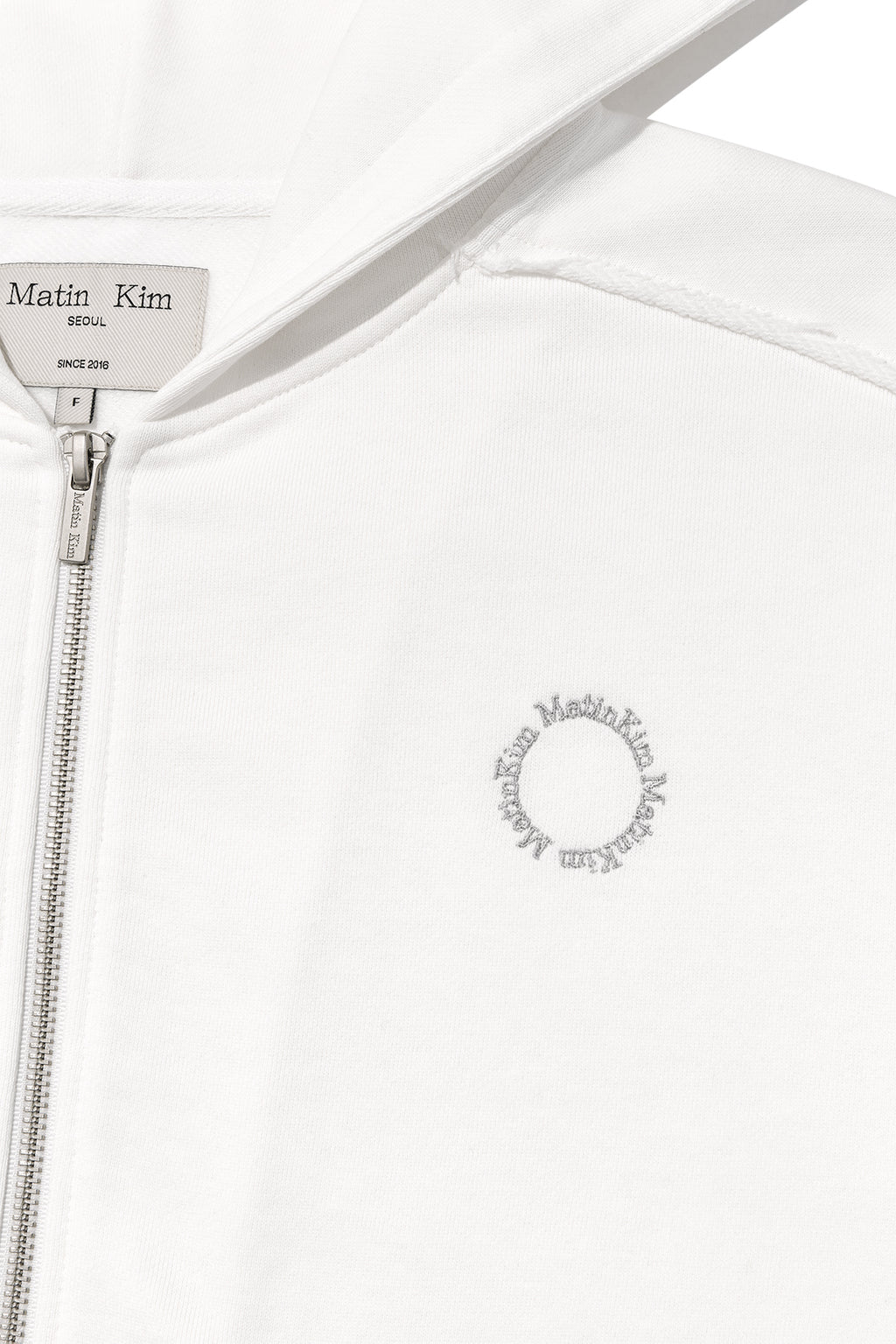 Matin Kim - Volume Pocket Crop Hoody Zip Up (White) product image 4 | TRAB K-Fashion Australia