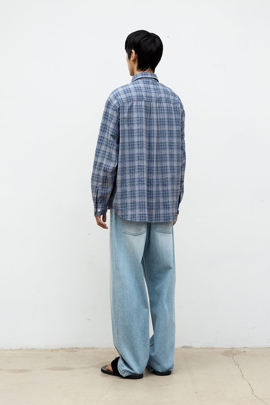 Coor - Garment Dyed Check Shirt (Washed Blue) product image 4 | TRAB K-Fashion Australia