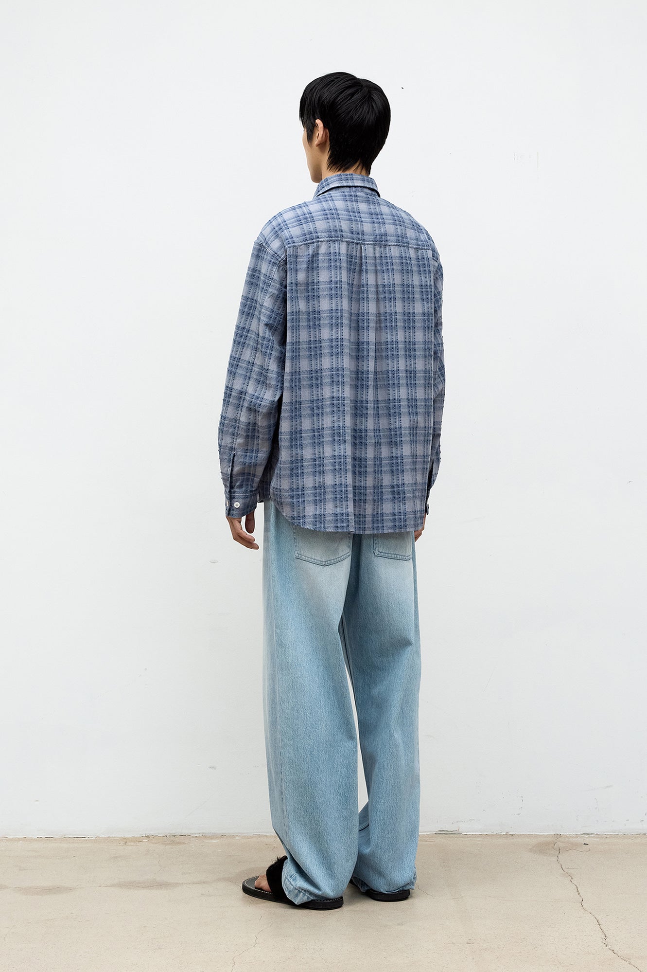 Coor - Garment Dyed Check Shirt (Washed Blue) product image 4 | TRAB K-Fashion Australia