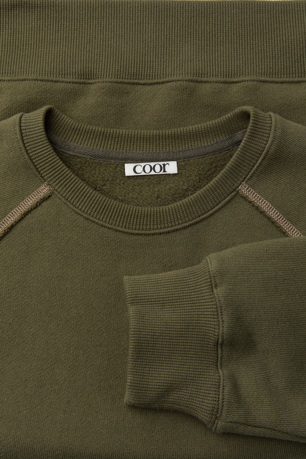 Coor - Contrast Stitch Raglan Sweatshirt (Khaki) product image 5 | TRAB K-Fashion Australia