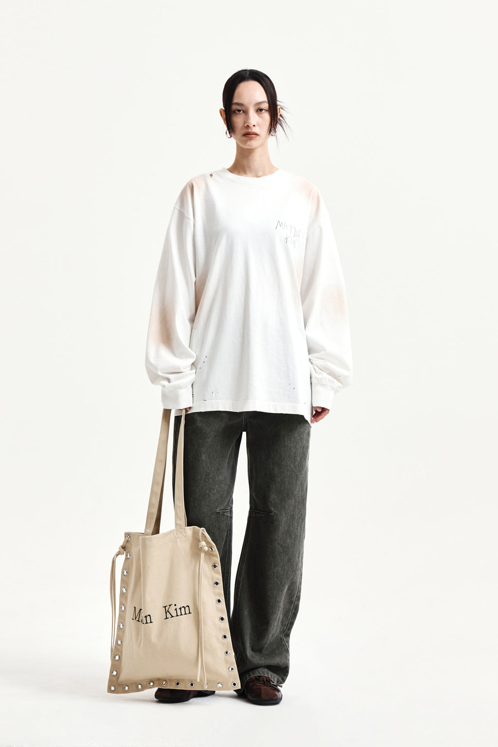 Matin Kim - Vintage Washed Logo Top (Ivory) product image 8 | TRAB K-Fashion Australia