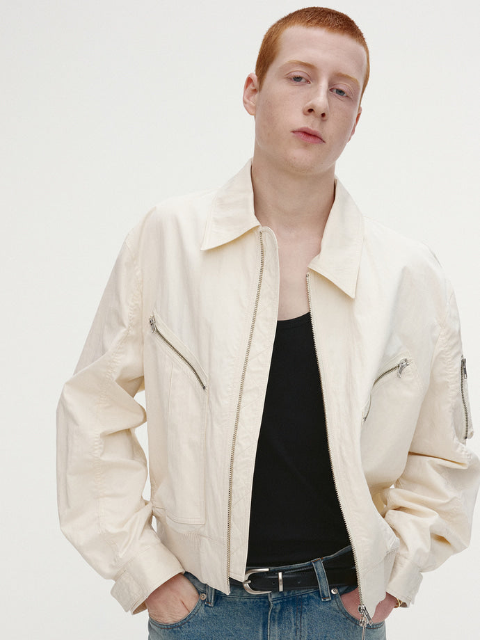 Tonywack - Light Cotton Nylon Bomber Jacket (Ecru) product image 1 | TRAB K-Fashion Australia