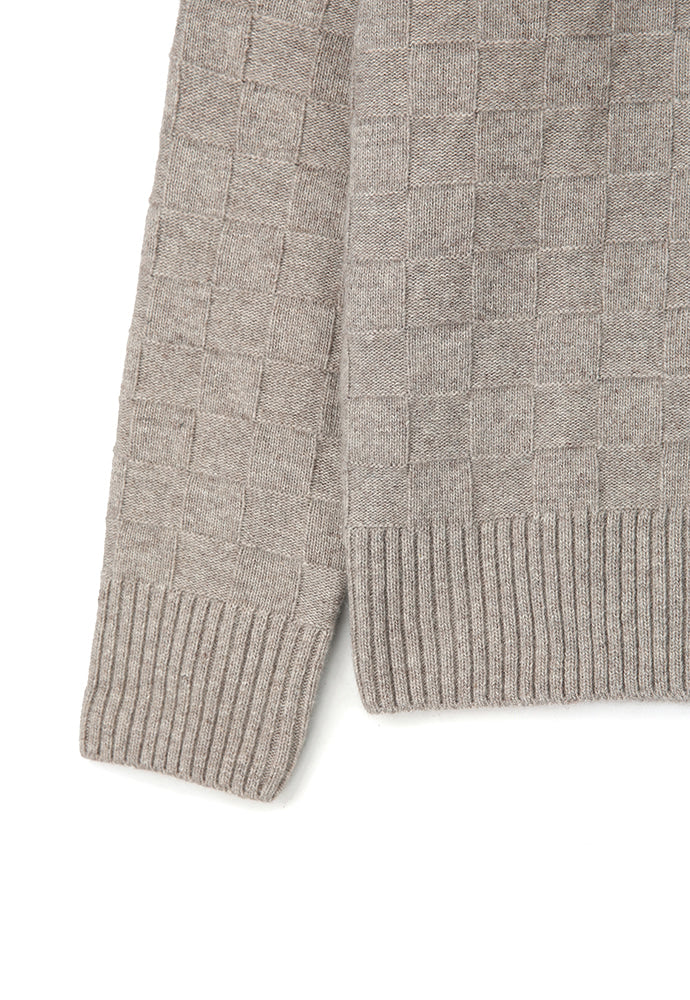 Art if acts - Checkerboard Collar Knit (Mushroom) product image 12 | TRAB K-Fashion Australia