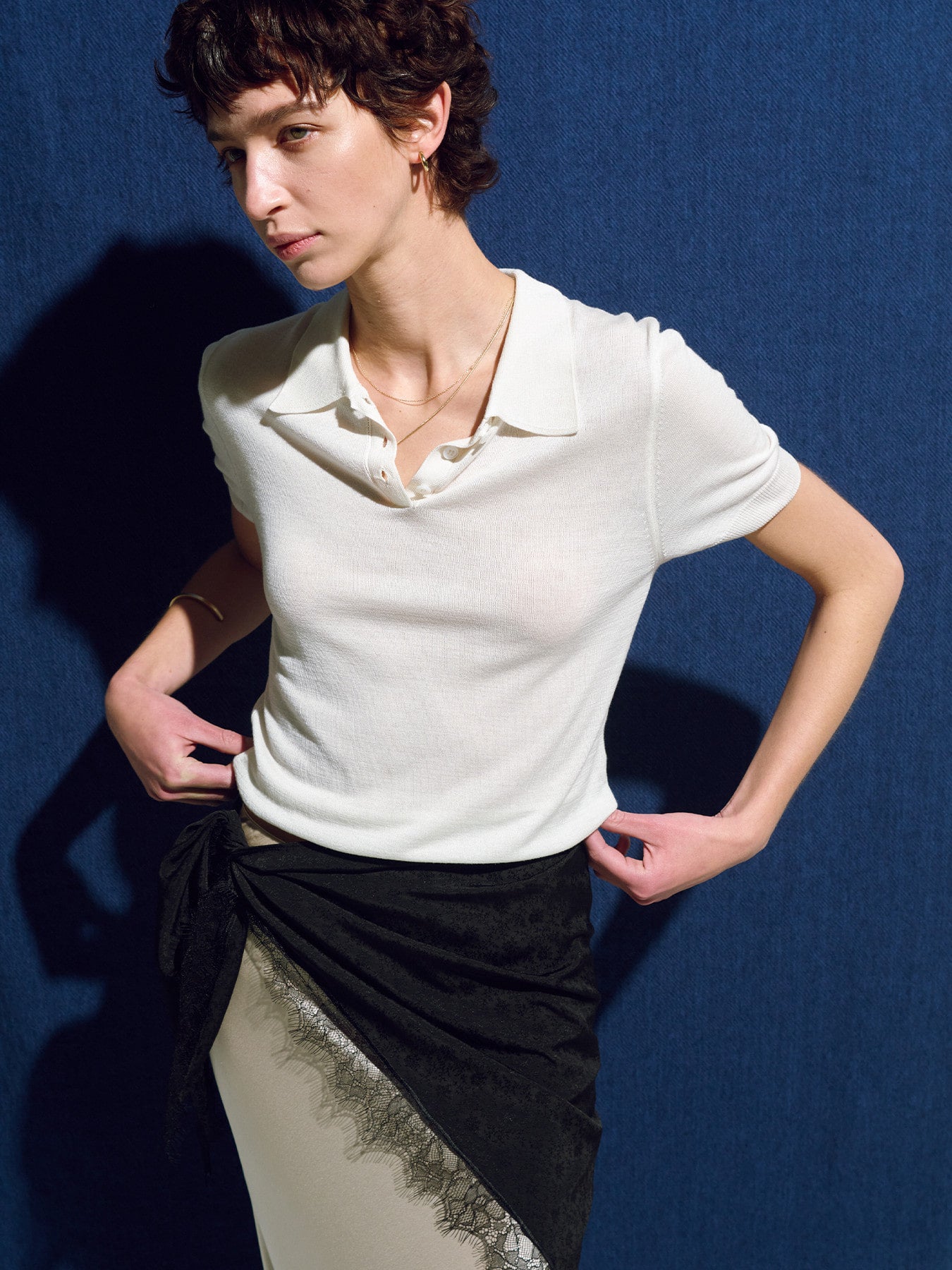Tonywack - Silk Cotton Polo Shirt (Off White) product image 4 | TRAB K-Fashion Australia