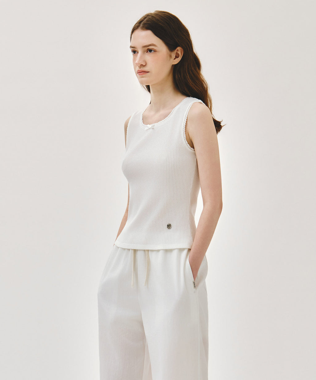 Marithe & Francois Girbaud - Lace Detail Sleeveless (White) product image 2 | TRAB K-Fashion Australia
