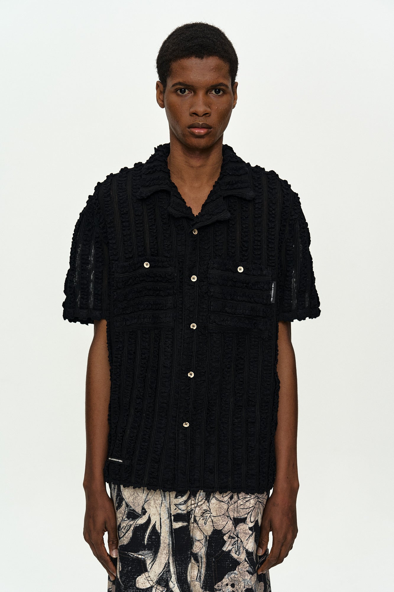 Andersson Bell - Kenley Knitted Open Collar Shirt (Black) product image 4 | TRAB K-Fashion Australia