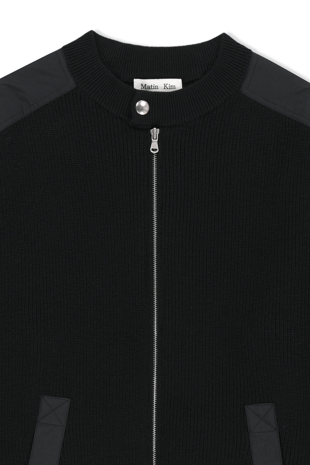 Matin Kim - Patch Detail Knit Zip Up (Black) product image 3 | TRAB K-Fashion Australia
