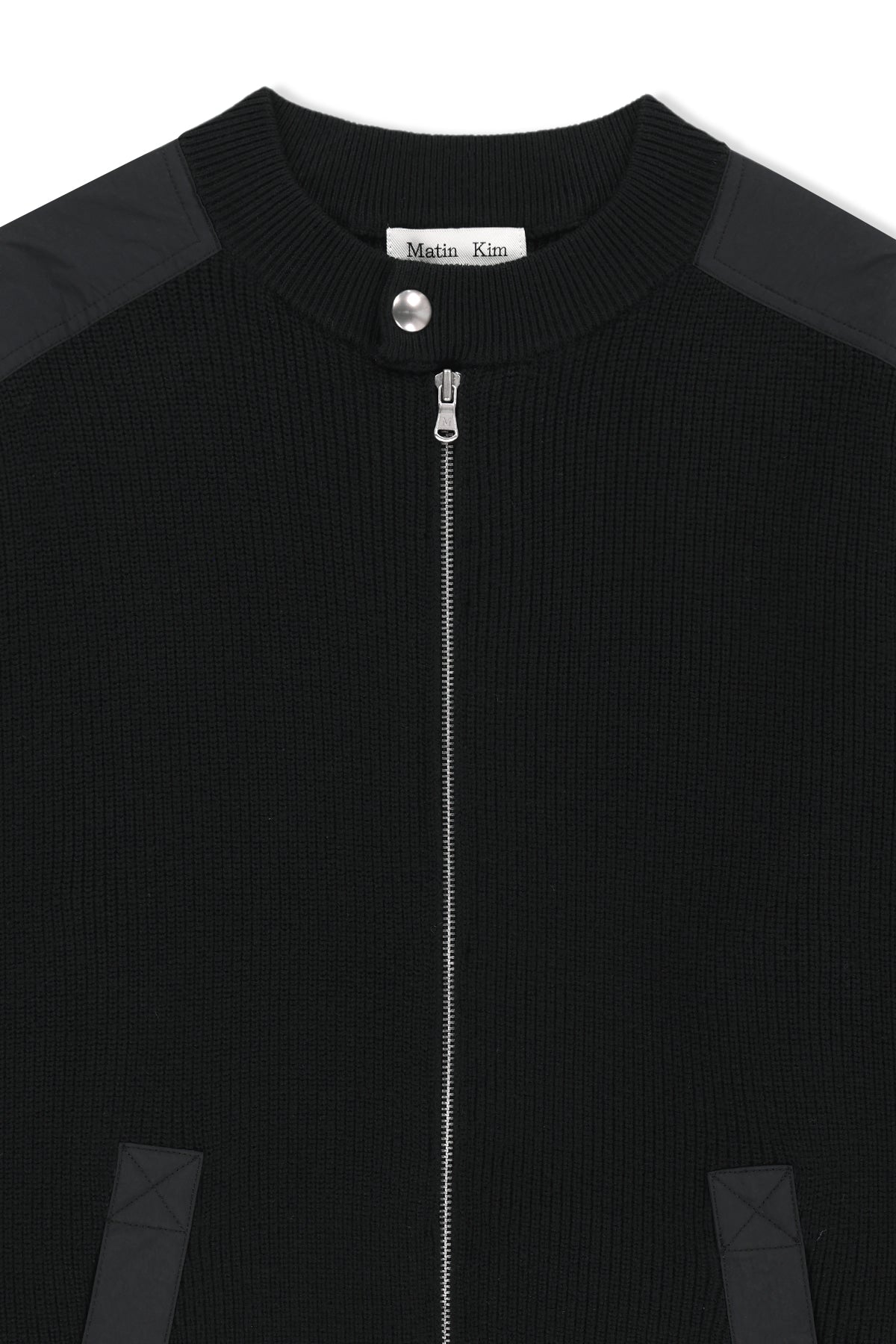 Matin Kim - Patch Detail Knit Zip Up (Black) product image 3 | TRAB K-Fashion Australia