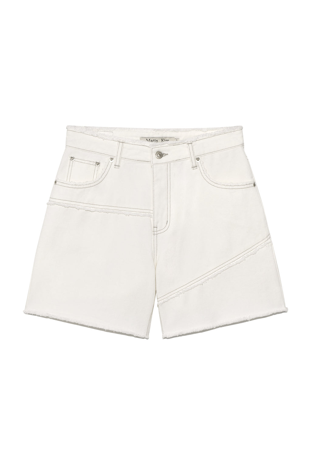 Matin Kim - Cut Line Point Denim Shorts (White) product image 1 | TRAB K-Fashion Australia