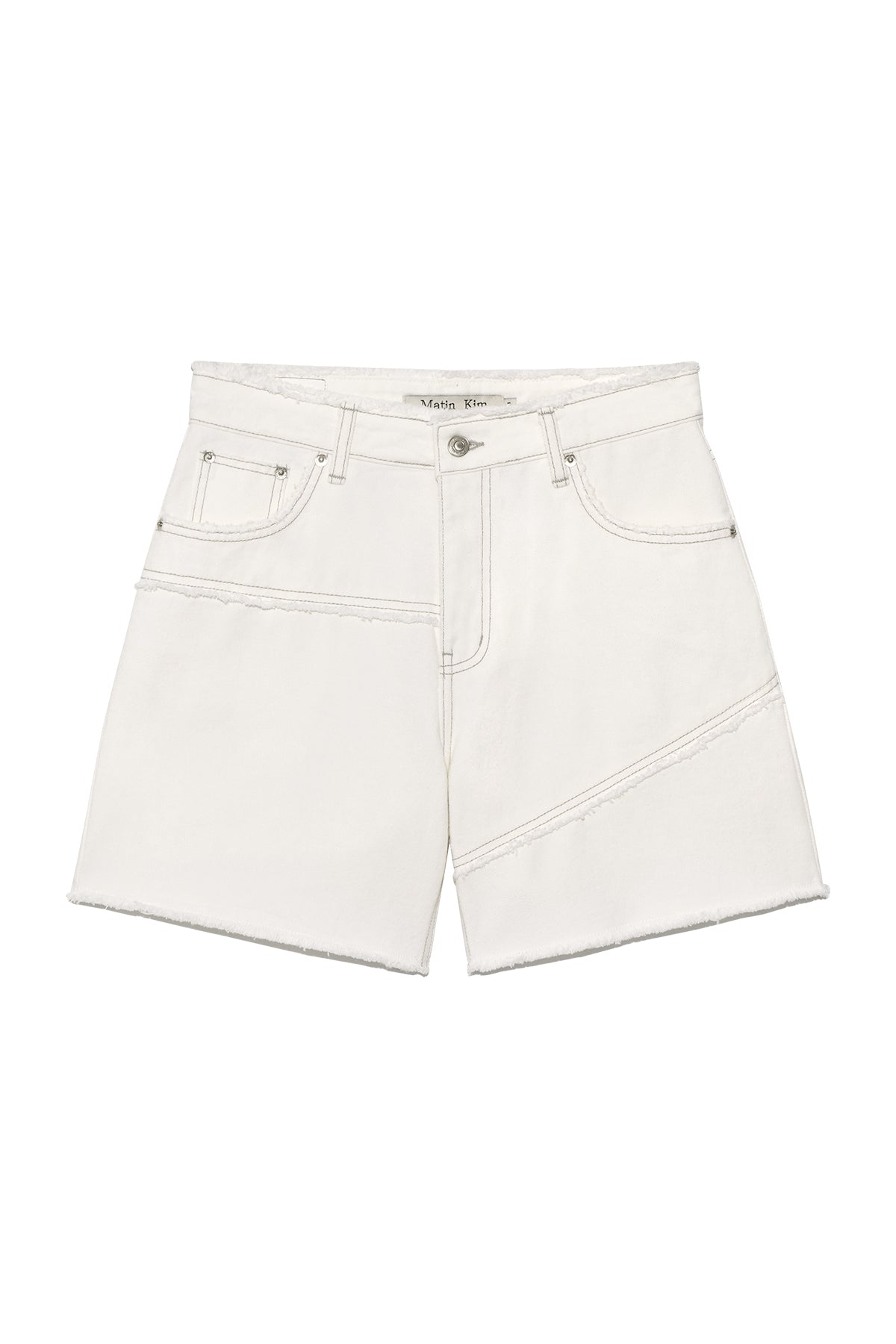 Matin Kim - Cut Line Point Denim Shorts (White) product image 1 | TRAB K-Fashion Australia