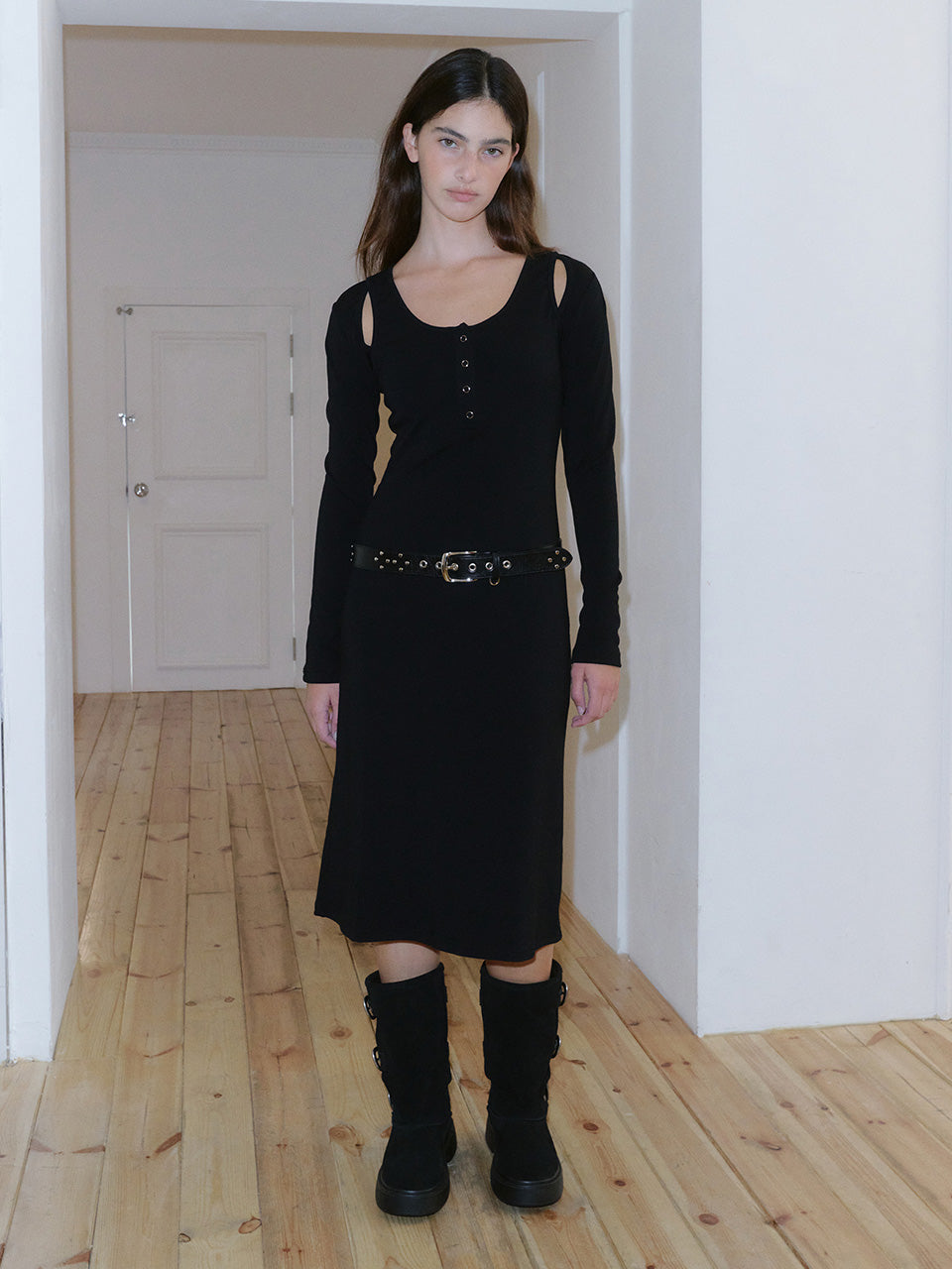 Kijun - Raglan Cut Jersey Dress (Black) product image 3 | TRAB K-Fashion Australia