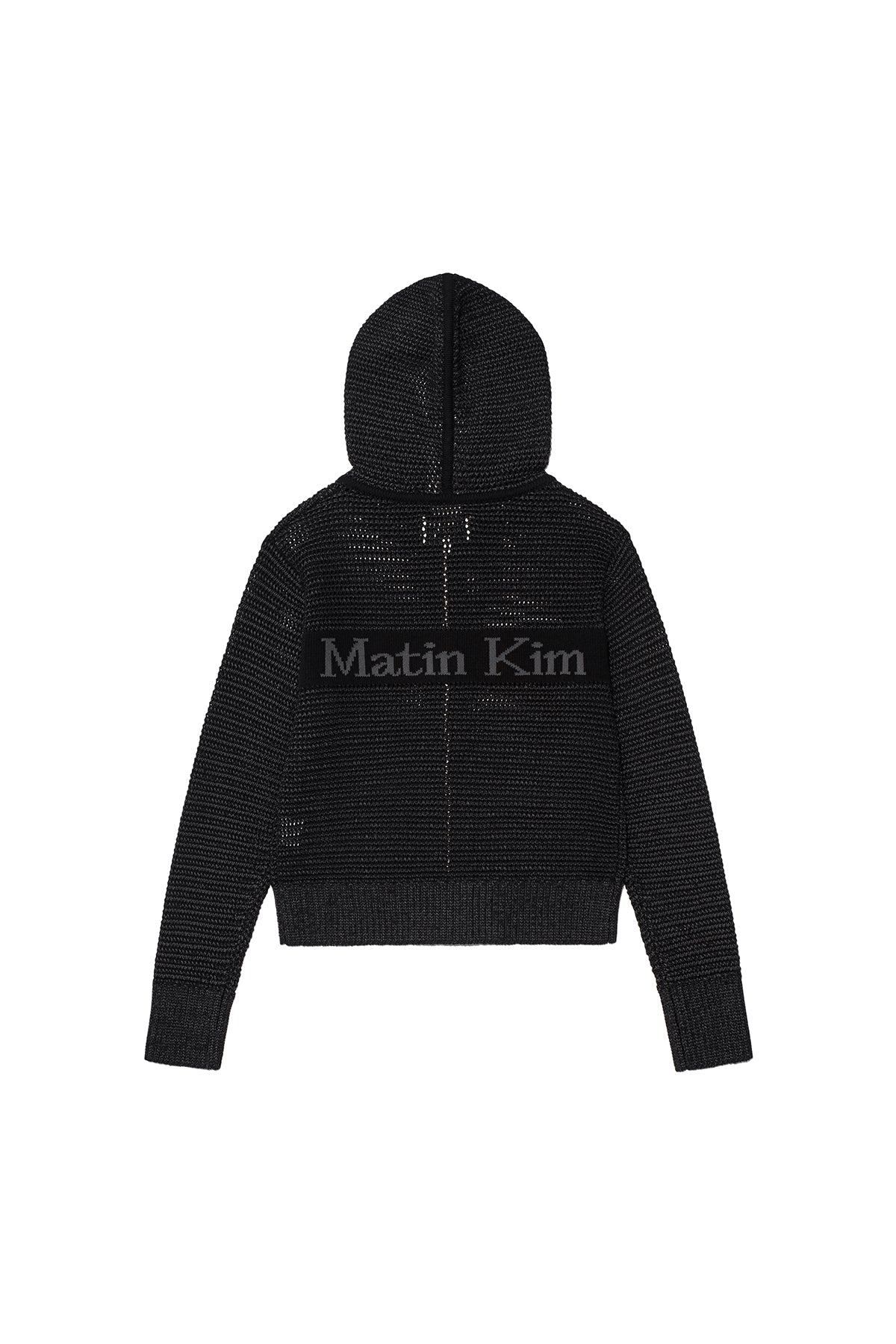 Matin Kim - Two Tone Mesh Knit Hoody Zip Up (Black) product image 2 | TRAB K-Fashion Australia