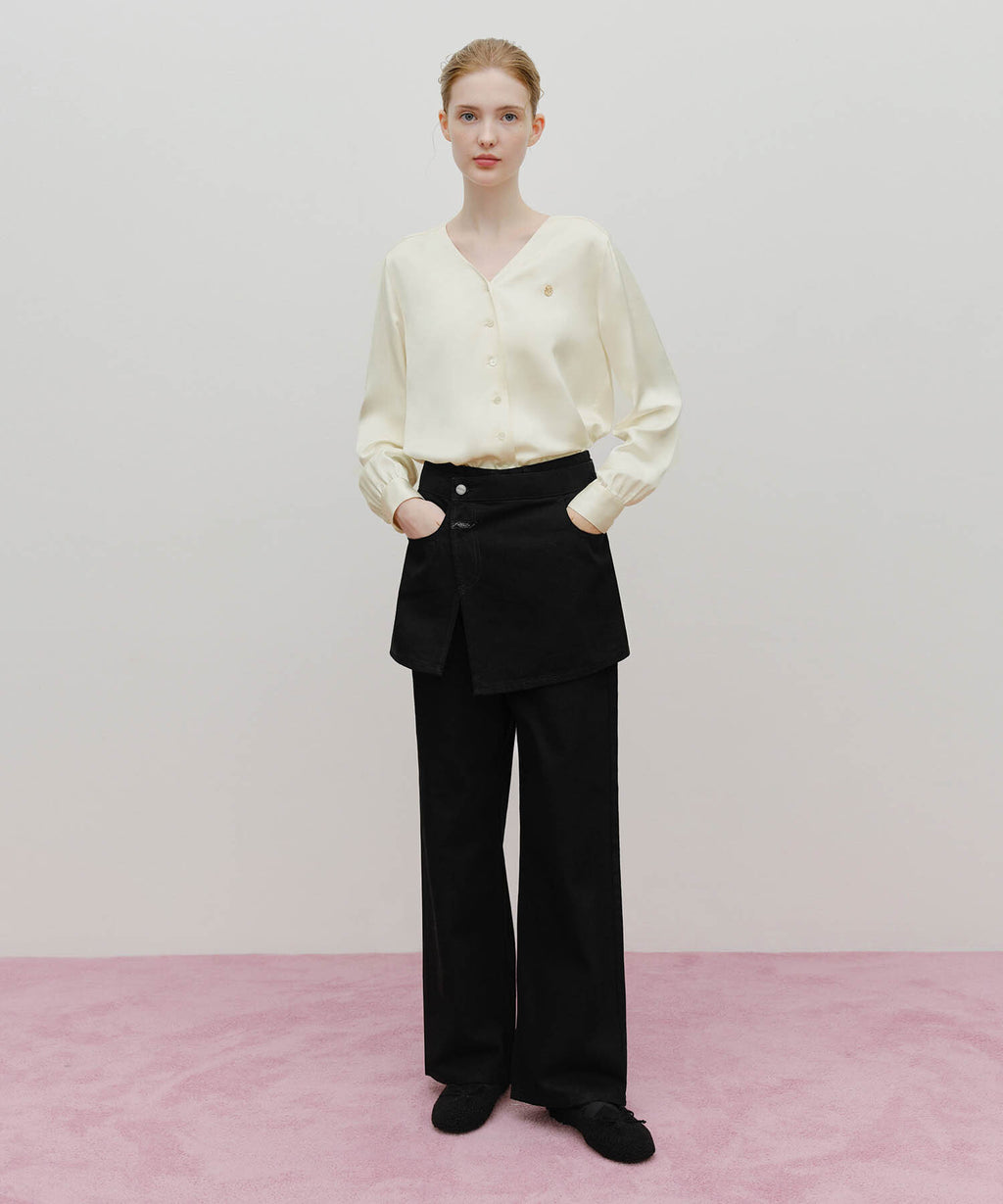 Marithe & Francois Girbaud - Skirt Layered Denim Pants (Black) product image 6 | TRAB K-Fashion Australia