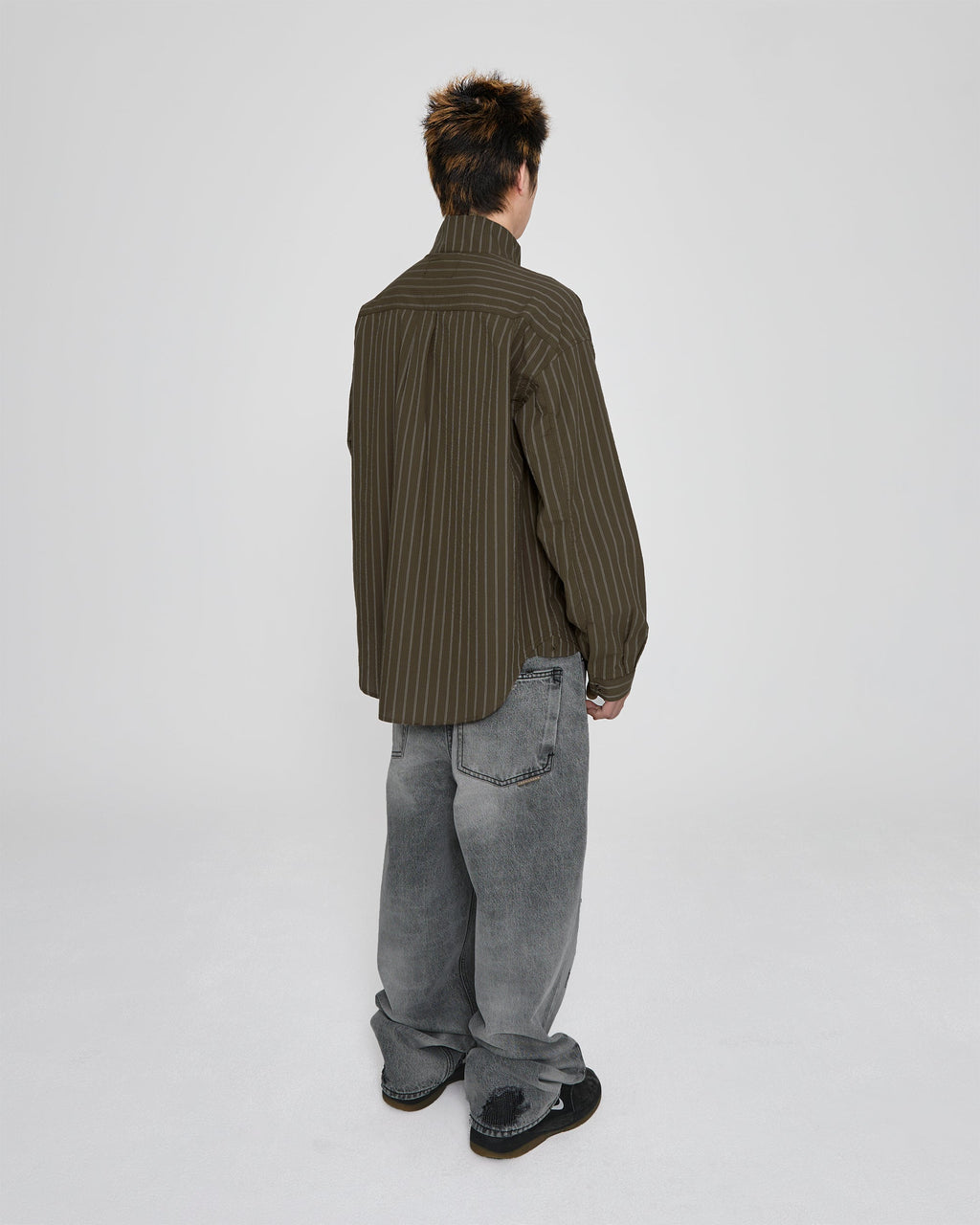 yeseyesee - Hi Neck Two Way Zip Up Shirt (Brown) product image 9 | TRAB K-Fashion Australia