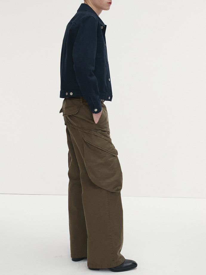 Tonywack - Garment-Dyed Gabardine Wide Cargo Pants (Olive) product image 1 | TRAB K-Fashion Australia