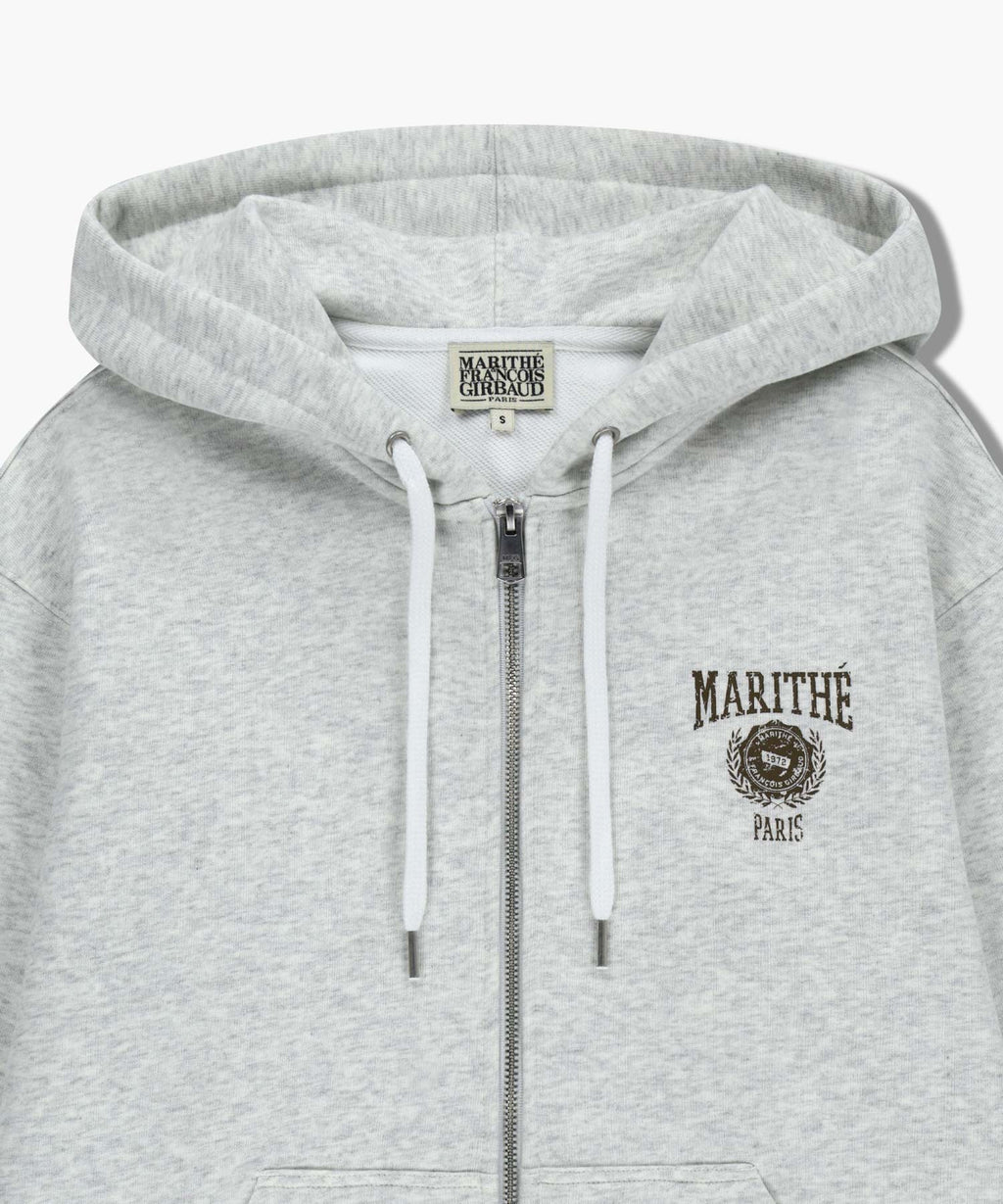 Marithe & Francois Girbaud - Big College Logo Graphic Hoodie Zipup (Light Heather Gray) product image 8 | TRAB K-Fashion Australia