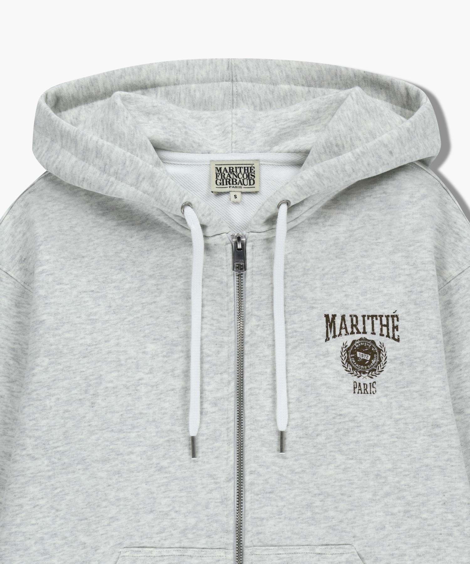 Marithe & Francois Girbaud - Big College Logo Graphic Hoodie Zipup (Light Heather Gray) product image 8 | TRAB K-Fashion Australia
