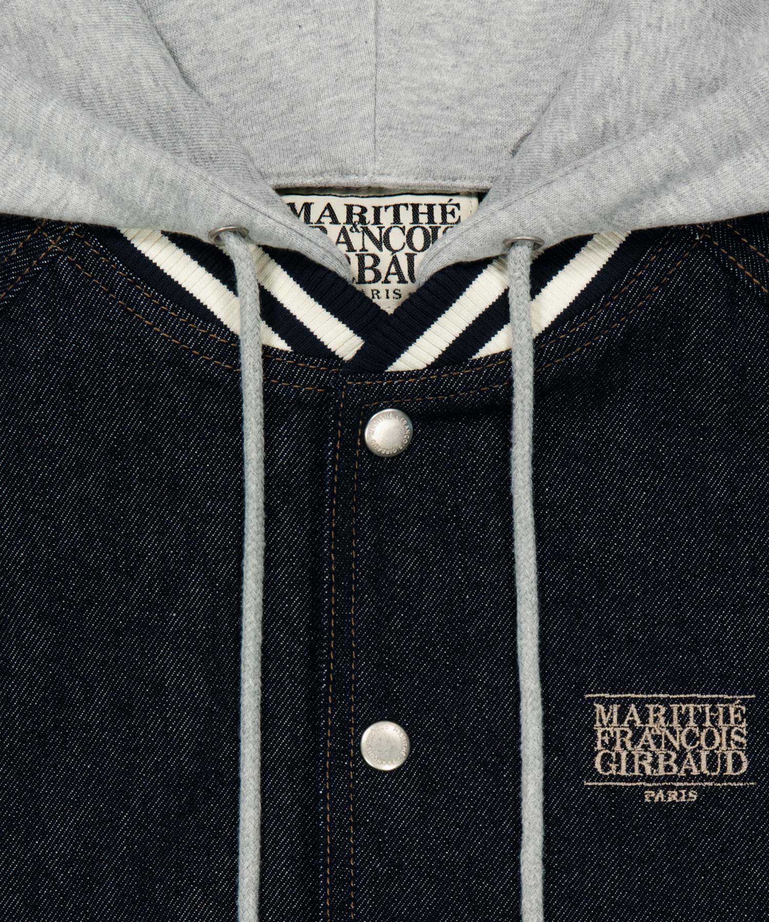 Marithe & Francois Girbaud - Classic Logo Raglan Denim Varsity Jacket (Indigo) product image 8 | TRAB K-Fashion Australia