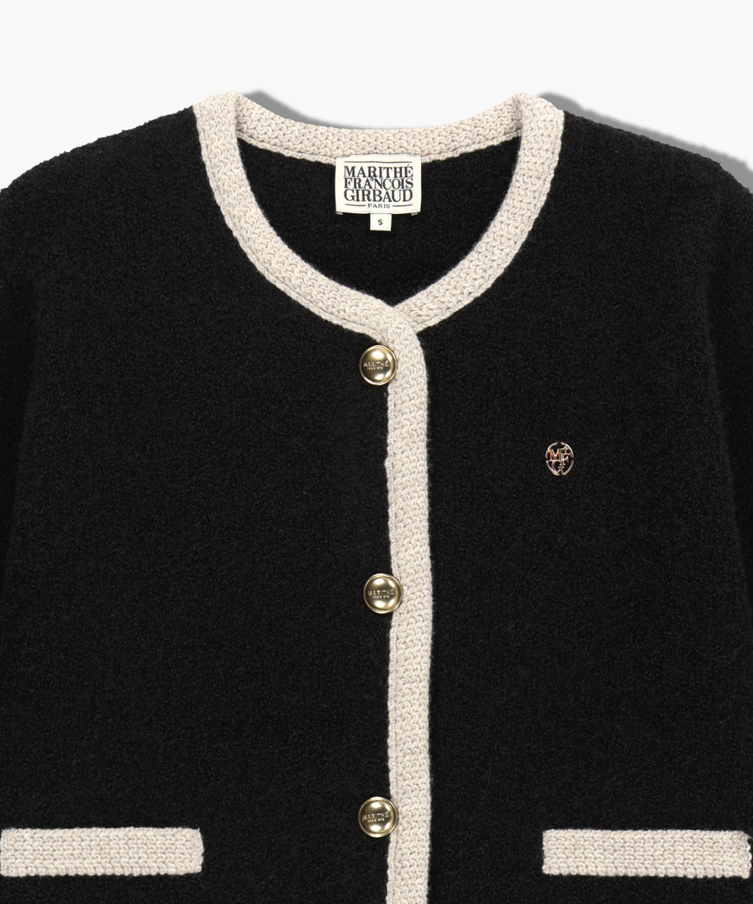 Marithe & Francois Girbaud - Boucle Knit Round Neck Cardigan (Black) product image 8 | TRAB K-Fashion Australia