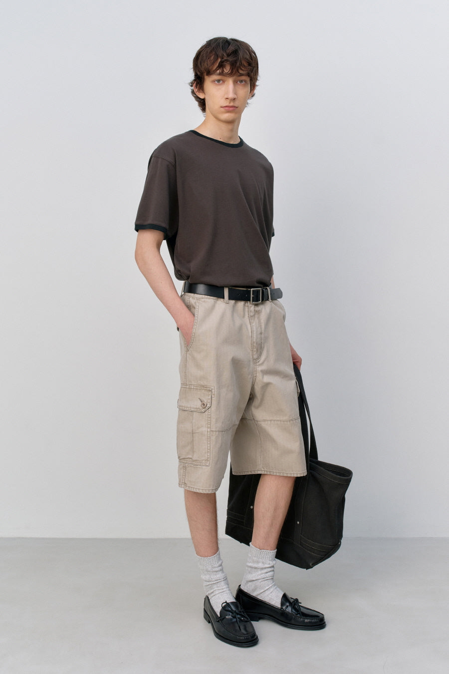 Insilence - HBT Cargo Shorts (Washed Beige) product image 2 | TRAB K-Fashion Australia