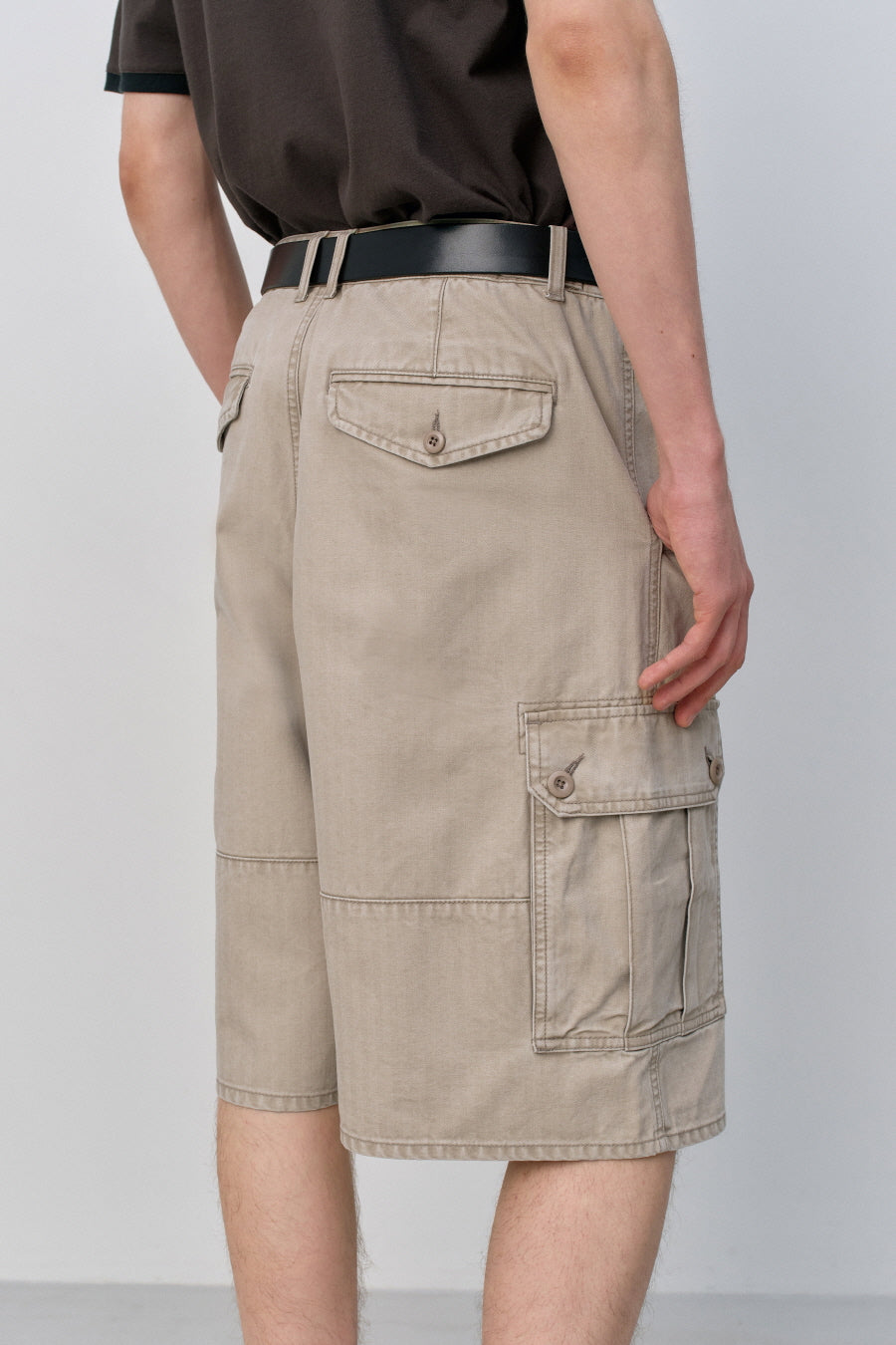 Insilence - HBT Cargo Shorts (Washed Beige) product image 5 | TRAB K-Fashion Australia