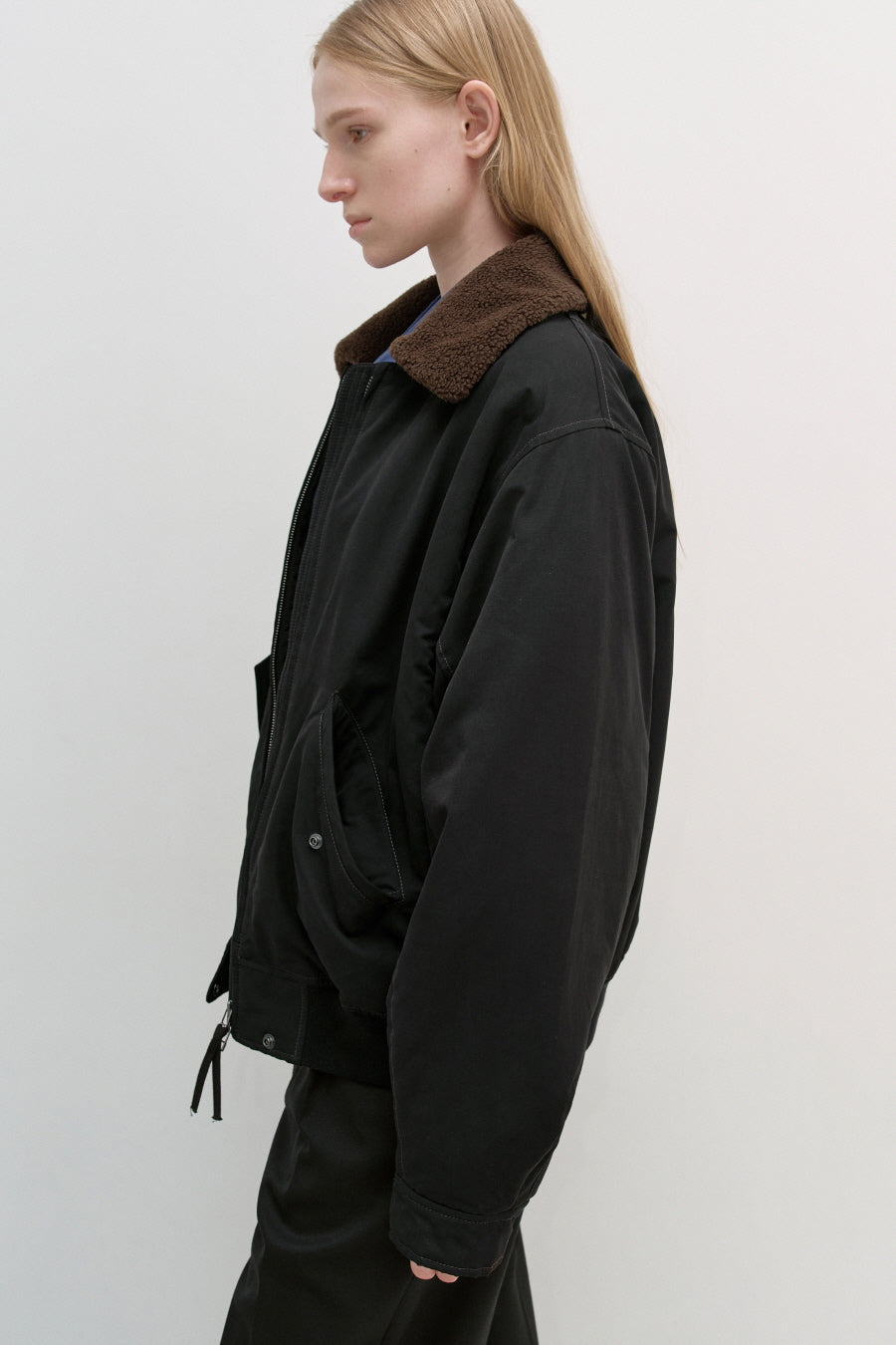 Insilence - W Washed Cotton Shearling Jacket (Black) product image 3 | TRAB K-Fashion Australia