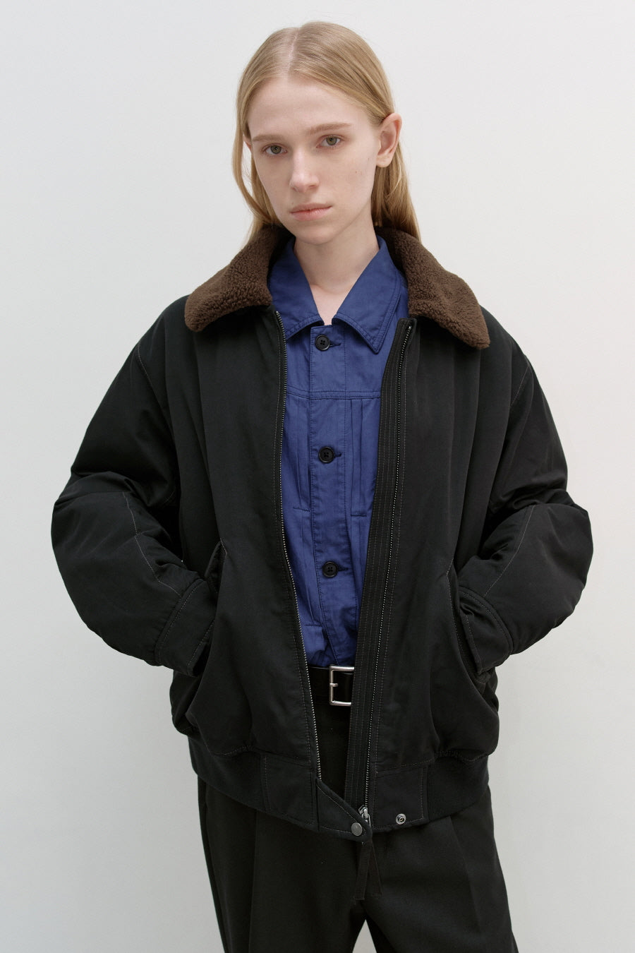 Insilence - W Washed Cotton Shearling Jacket (Black) product image 4 | TRAB K-Fashion Australia