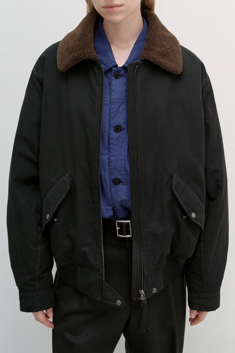Insilence - W Washed Cotton Shearling Jacket (Black) product image 6 | TRAB K-Fashion Australia