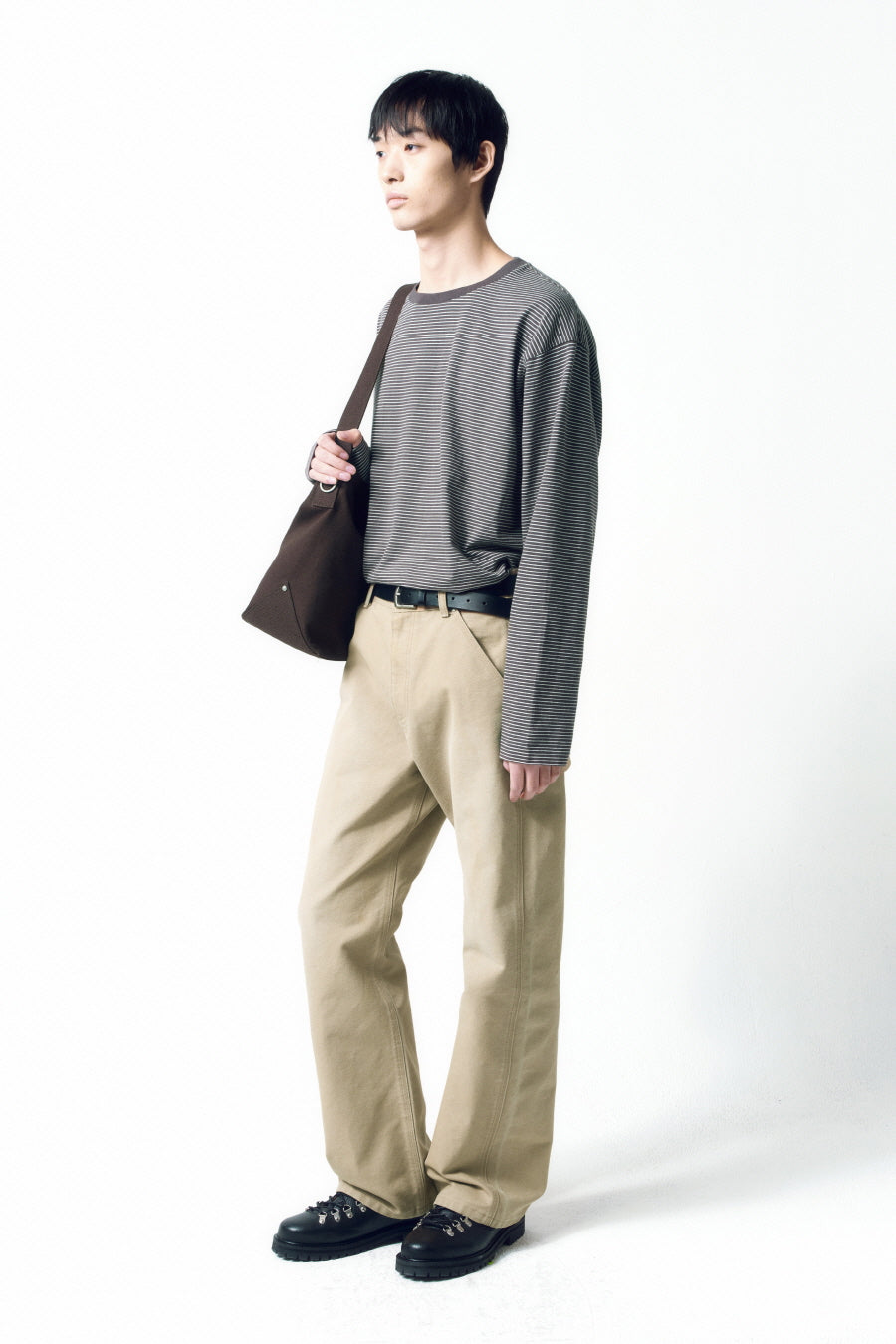 Insilence - Border Stripe Long Sleeve (Charcoal) product image 3 | TRAB K-Fashion Australia