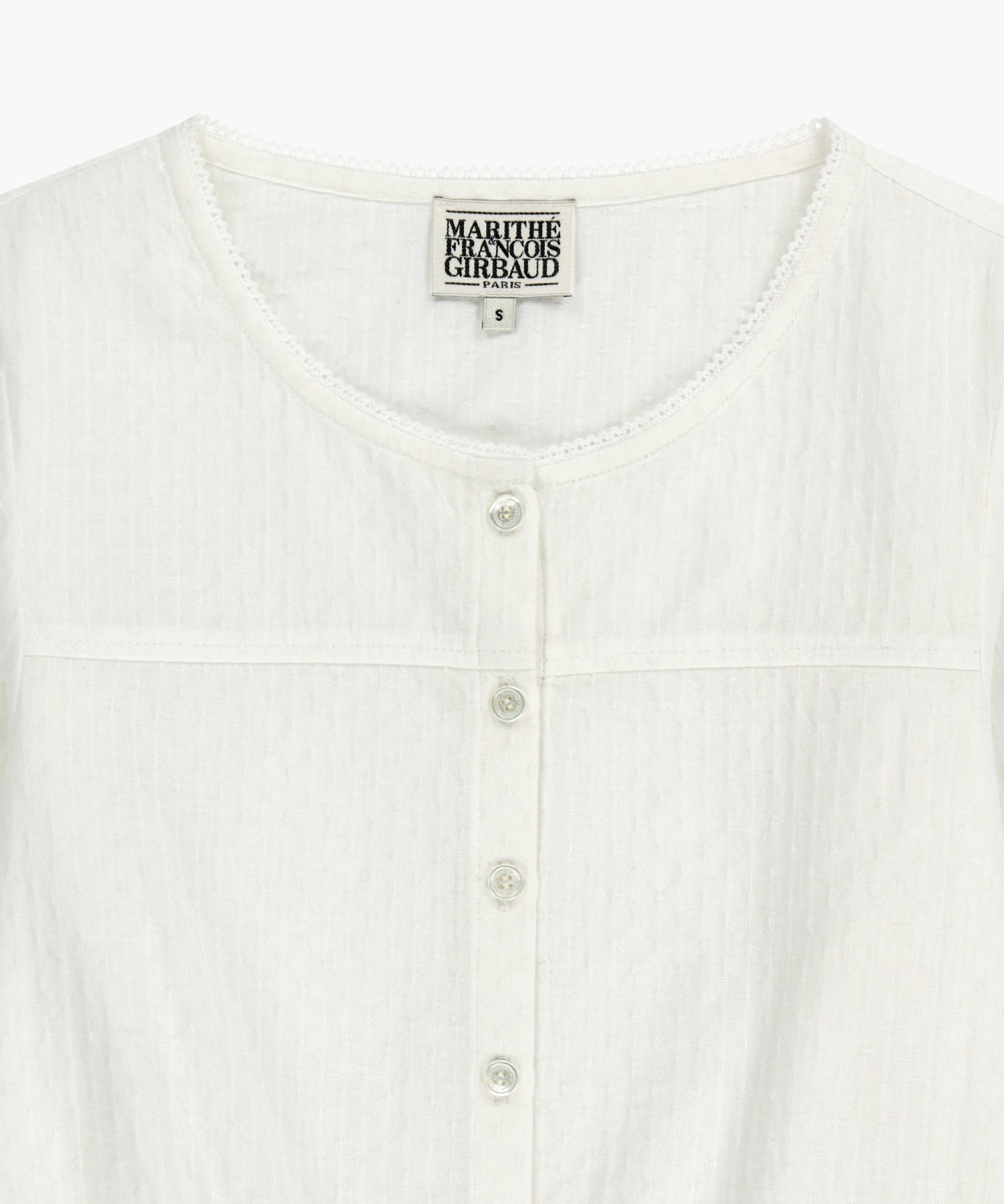 Marithe & Francois Girbaud - Lace Shirring Crop Blouse (White) product image 8 | TRAB K-Fashion Australia