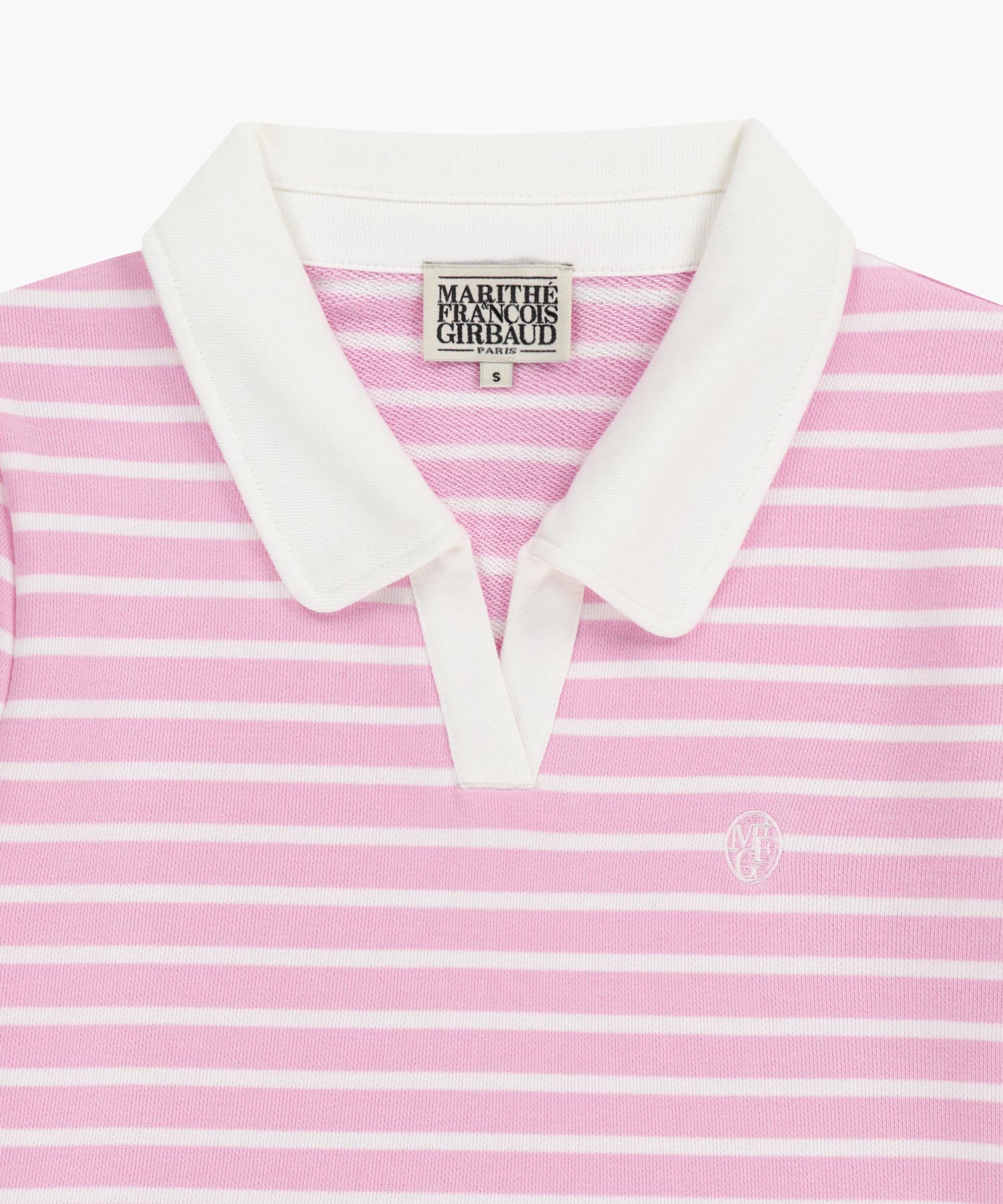 Marithe & Francois Girbaud - Collar Stripe Half Sleeve Crop Sweatshirt (Pink) product image 8 | TRAB K-Fashion Australia