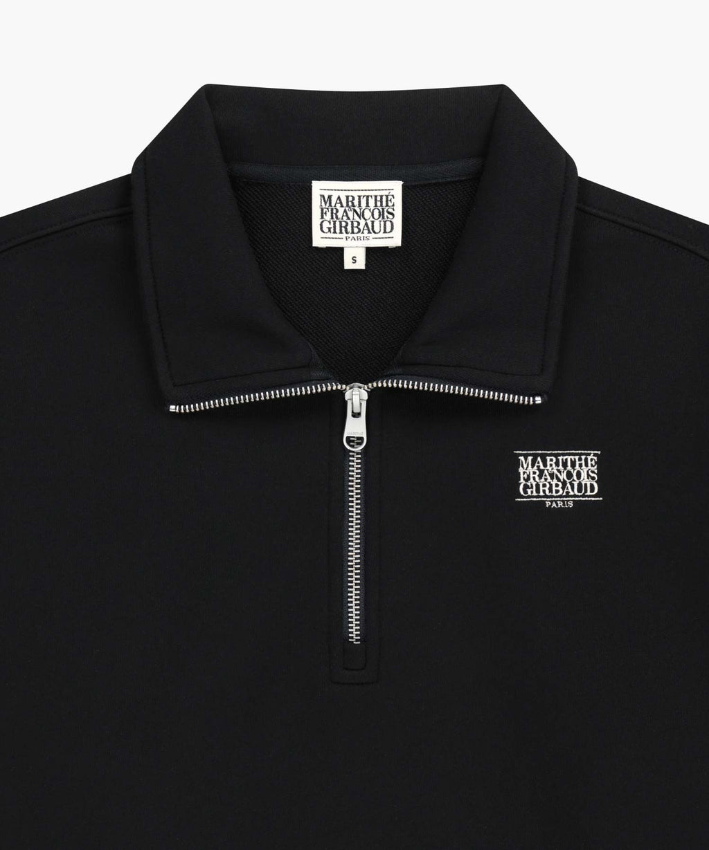 Marithe & Francois Girbaud - Small Classic Logo Half Zipup Crop Sweatshirt (Black) product image 8 | TRAB K-Fashion Australia